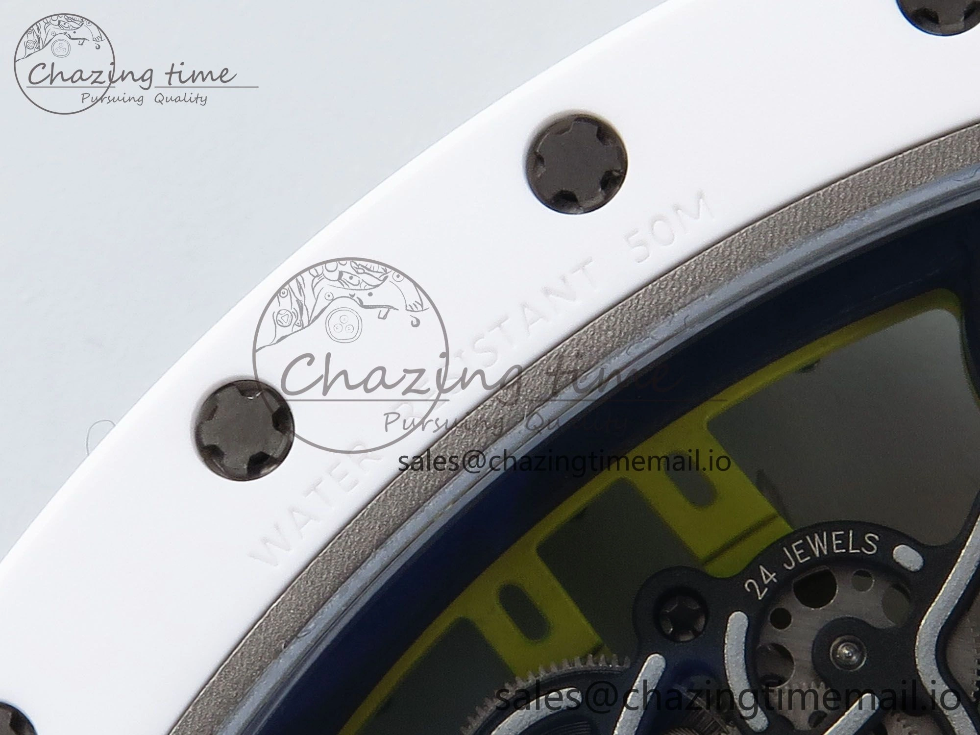 RM061 White Ceramic ZF 1:1 Best Edition on White Rubber Strap RMUL2 Super Clone Elegant 9205