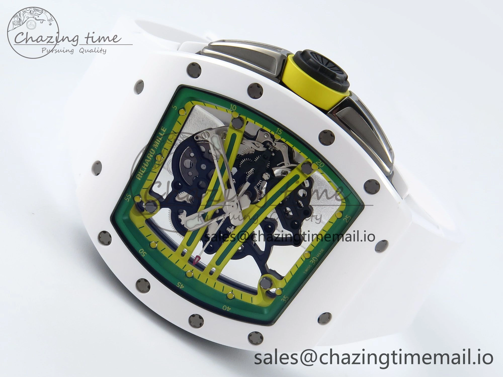 Neat RM061 White Ceramic ZF 1:1 Best Edition on White Rubber Strap RMUL2 Super Clone 9186