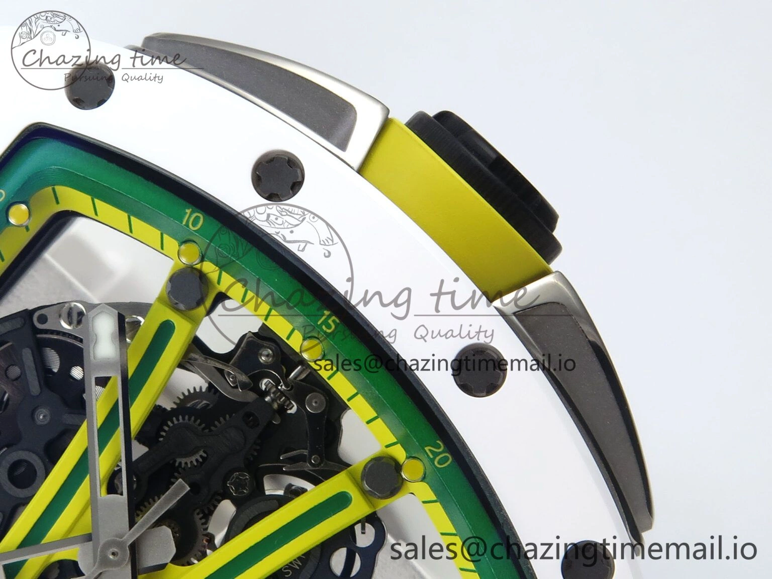 Neat RM061 White Ceramic ZF 1:1 Best Edition on White Rubber Strap RMUL2 Super Clone 9186