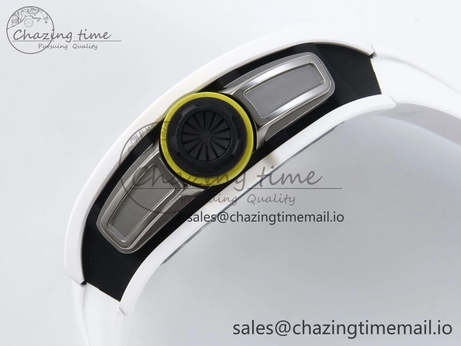 Neat RM061 White Ceramic ZF 1:1 Best Edition on White Rubber Strap RMUL2 Super Clone 9186