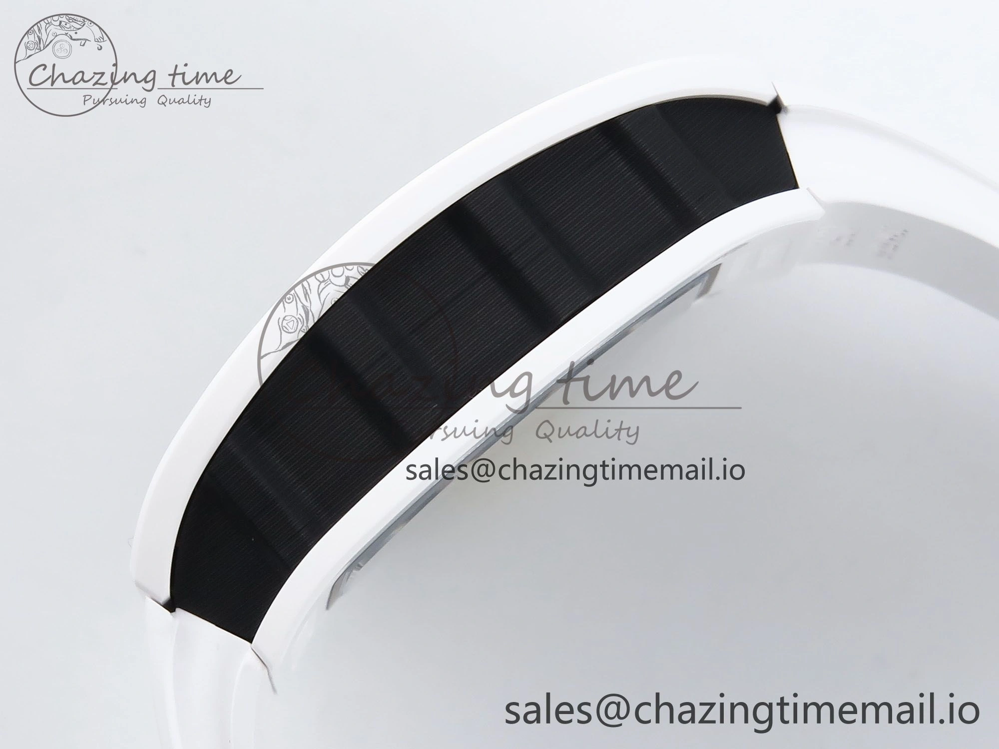 Neat RM061 White Ceramic ZF 1:1 Best Edition on White Rubber Strap RMUL2 Super Clone 9186