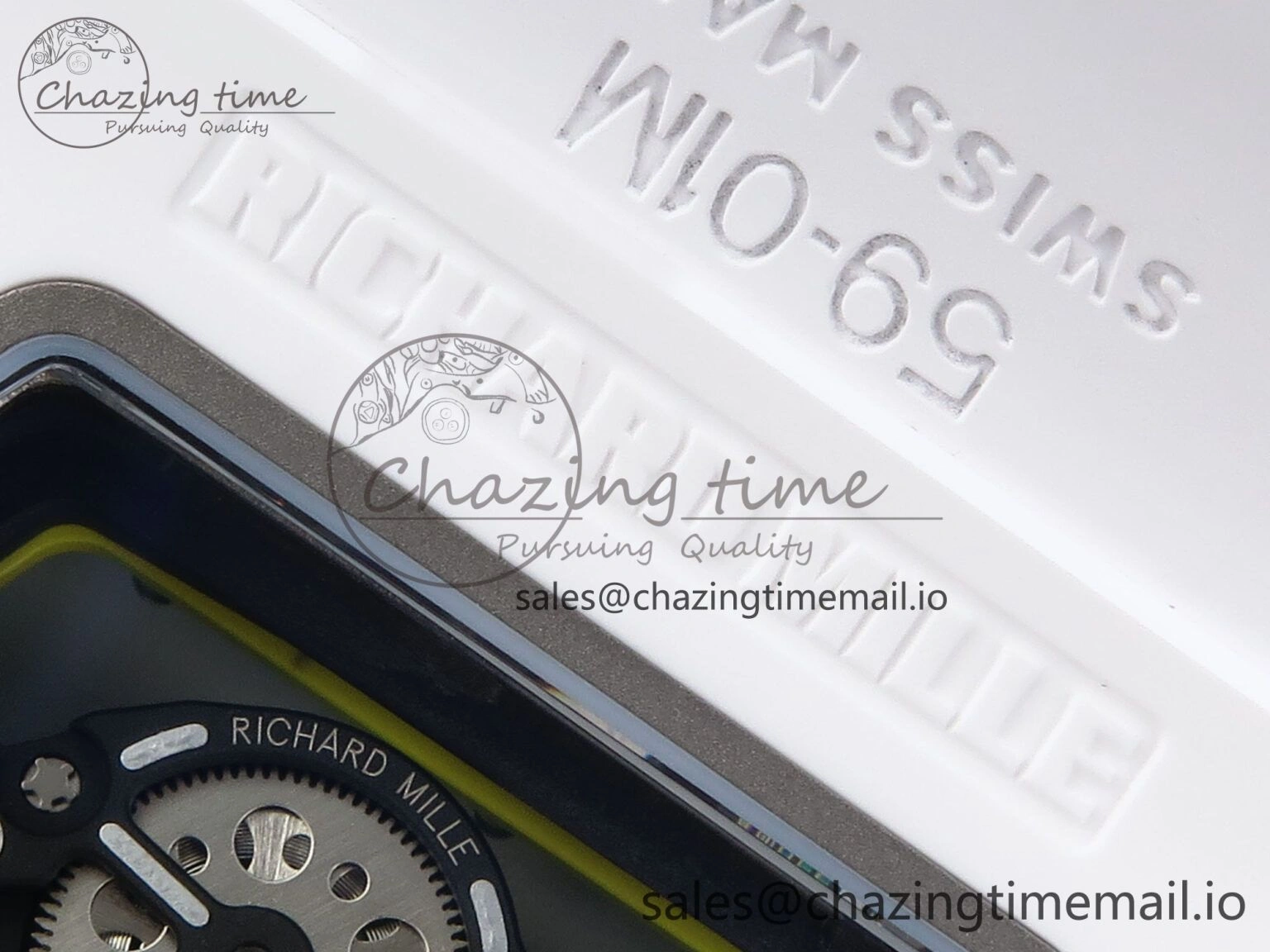 Neat RM061 White Ceramic ZF 1:1 Best Edition on White Rubber Strap RMUL2 Super Clone 9186