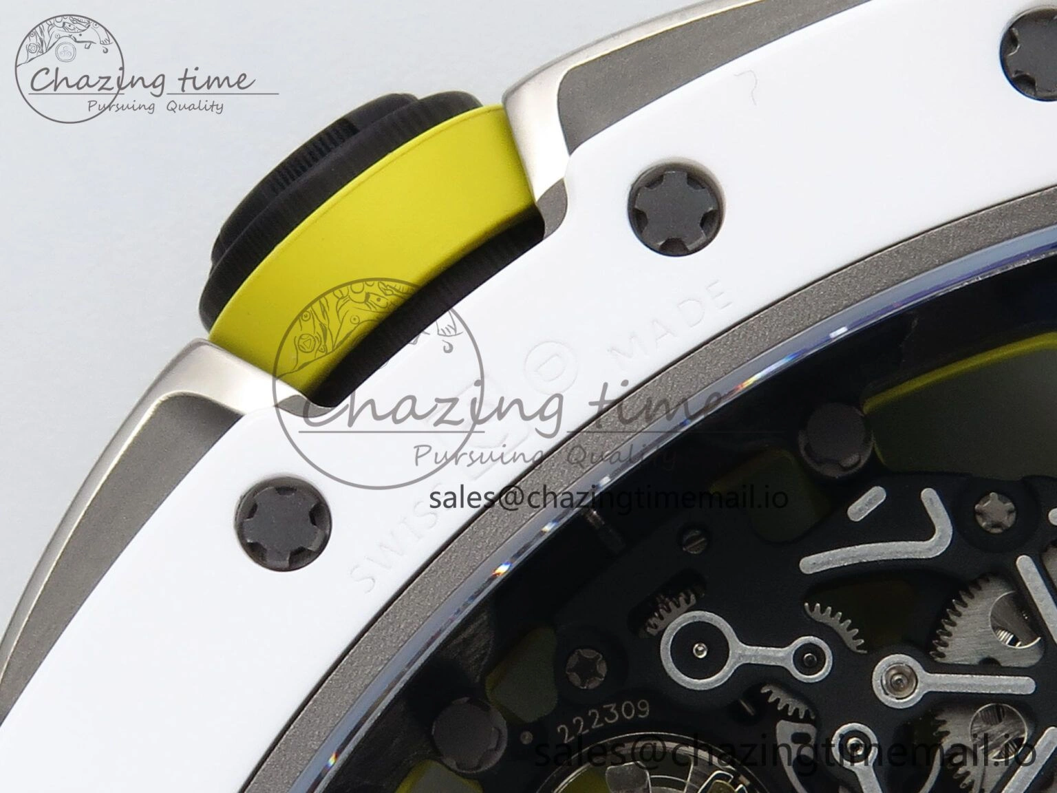 Neat RM061 White Ceramic ZF 1:1 Best Edition on White Rubber Strap RMUL2 Super Clone 9186