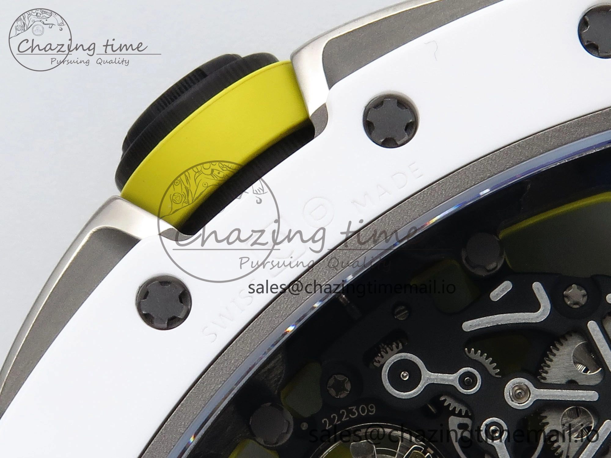 Neat RM061 White Ceramic ZF 1:1 Best Edition on White Rubber Strap RMUL2 Super Clone 9186