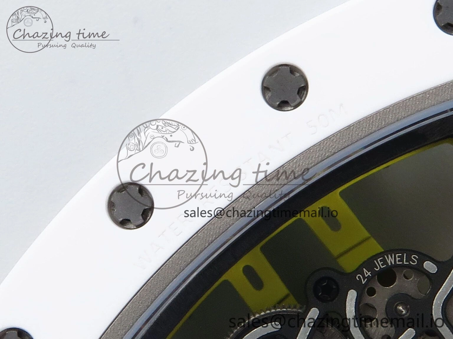 Neat RM061 White Ceramic ZF 1:1 Best Edition on White Rubber Strap RMUL2 Super Clone 9186