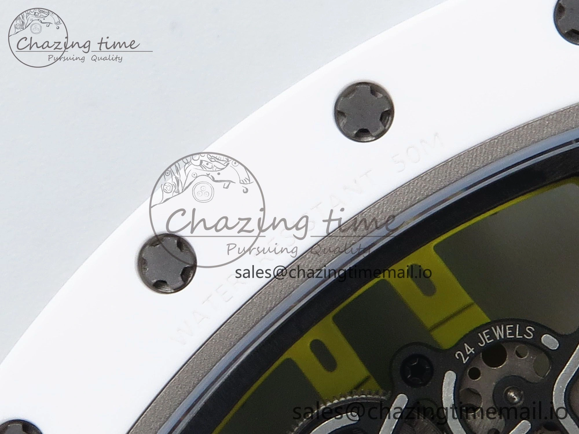 Neat RM061 White Ceramic ZF 1:1 Best Edition on White Rubber Strap RMUL2 Super Clone 9186
