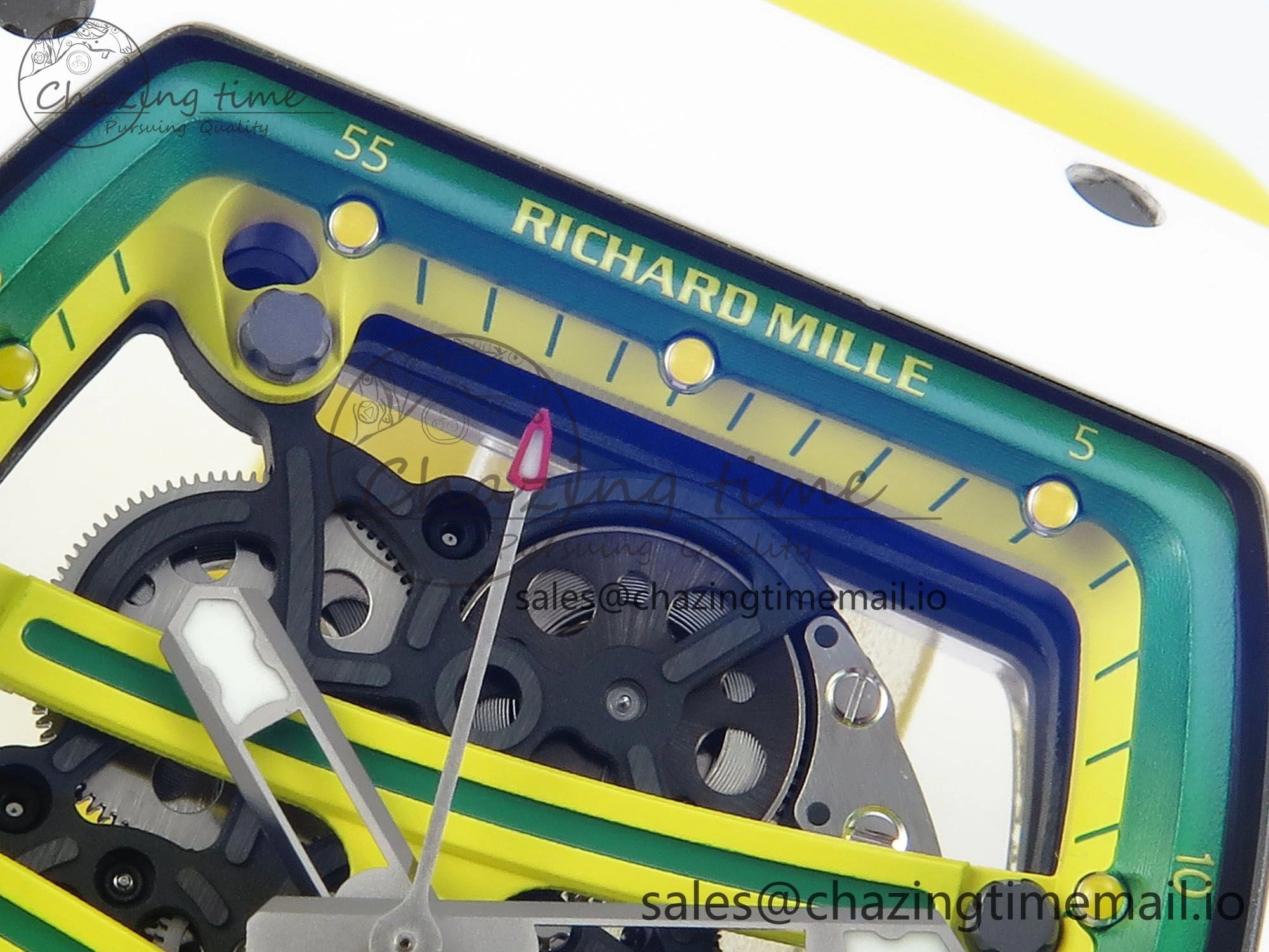 RM061 White Ceramic ZF 1:1 Best Edition on Yellow Rubber Strap RMUL2 Super Clone ComfortFit 9190
