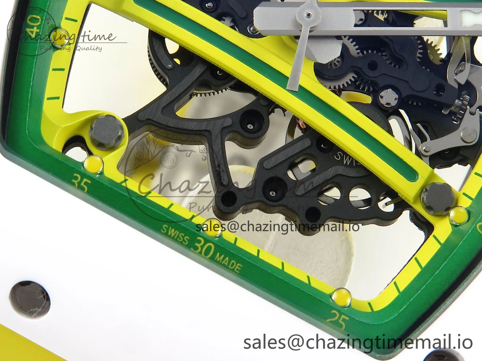 RM061 White Ceramic ZF 1:1 Best Edition on Yellow Rubber Strap RMUL2 Super Clone ComfortFit 9190