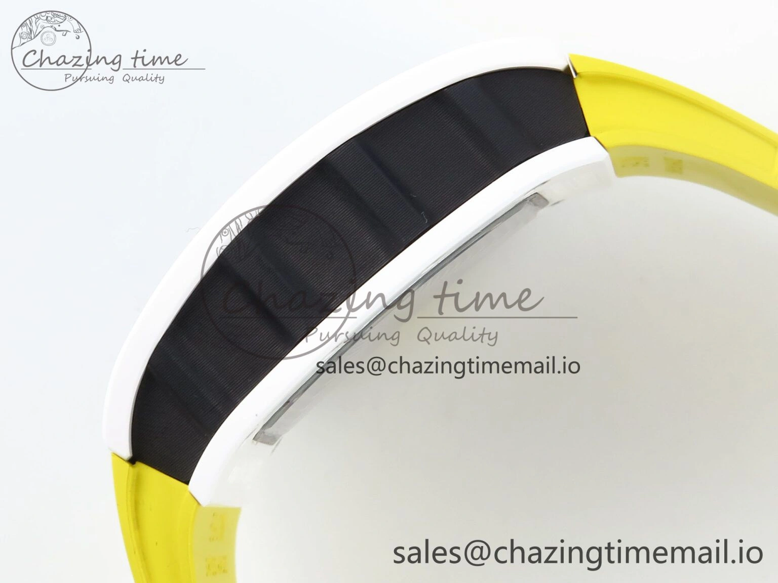 RM061 White Ceramic ZF 1:1 Best Edition on Yellow Rubber Strap RMUL2 Super Clone ComfortFit 9190
