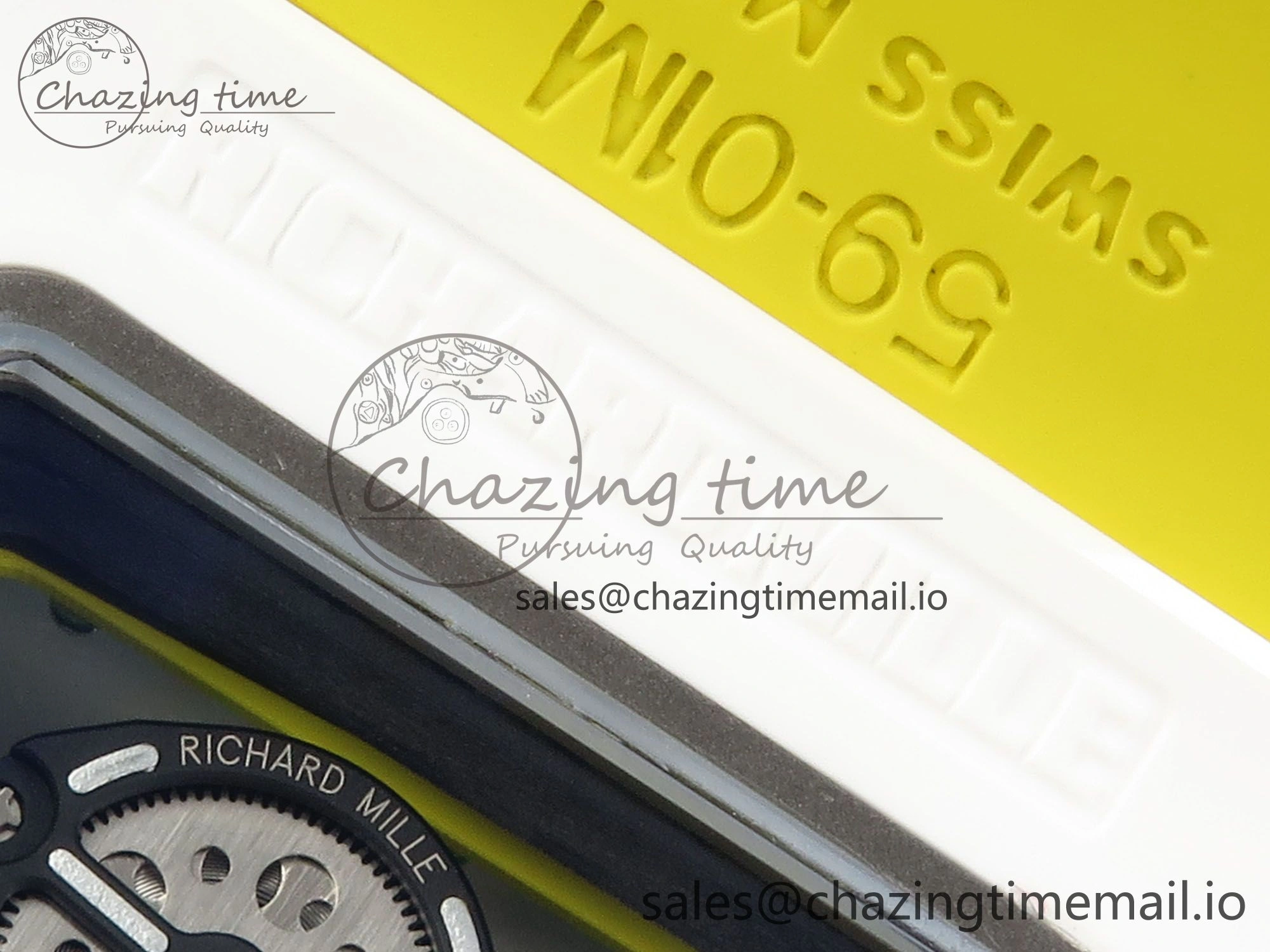 RM061 White Ceramic ZF 1:1 Best Edition on Yellow Rubber Strap RMUL2 Super Clone ComfortFit 9190