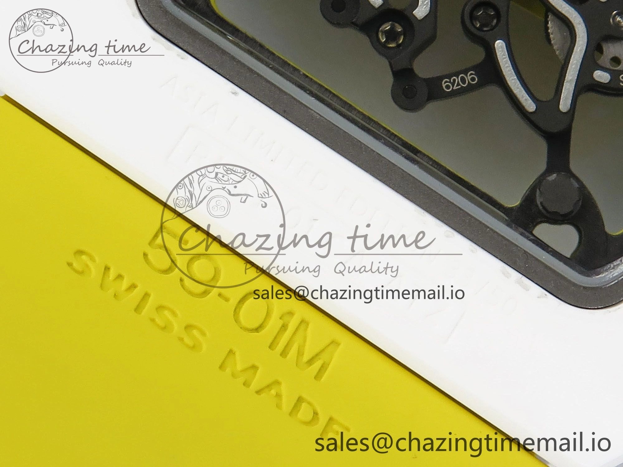 RM061 White Ceramic ZF 1:1 Best Edition on Yellow Rubber Strap RMUL2 Super Clone ComfortFit 9190