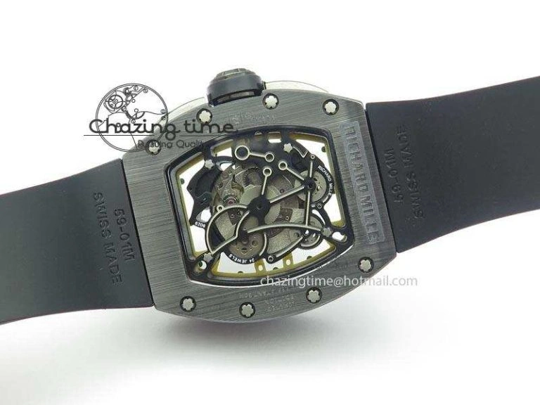 RM061 White Inner Bezel Skeleton Dial On Black Rubber Strap MIYOTA8215 KVF Modern 9578