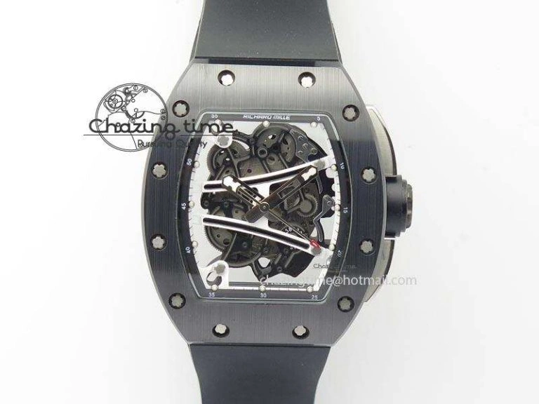 RM061 White Inner Bezel Skeleton Dial On Black Rubber Strap MIYOTA8215 KVF Modern 9578