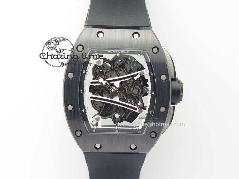 RM061 White Inner Bezel Skeleton Dial On Black Rubber Strap MIYOTA8215 KVF Modern 9578