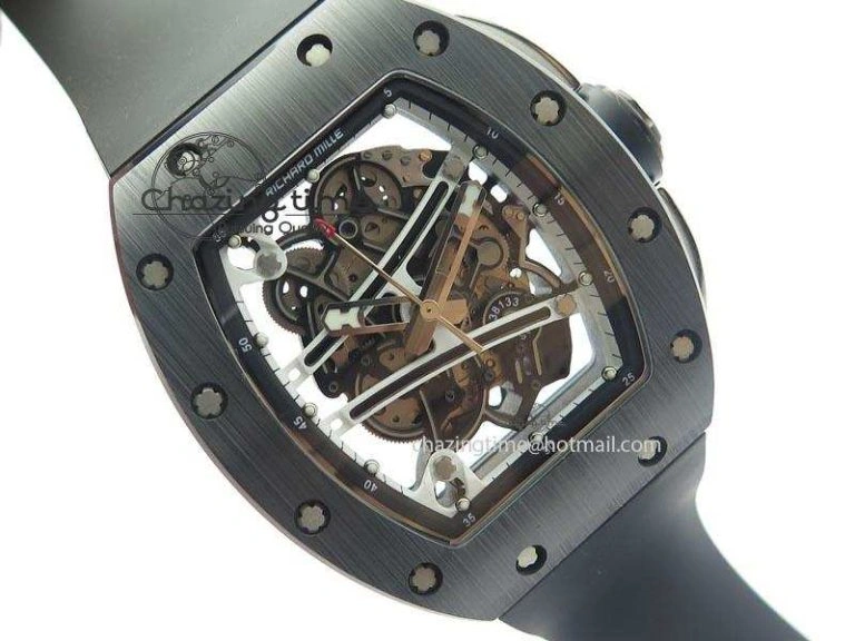 RM061 White Inner Bezel Skeleton Dial On Black Rubber Strap MIYOTA8215 KVF Modern 9578