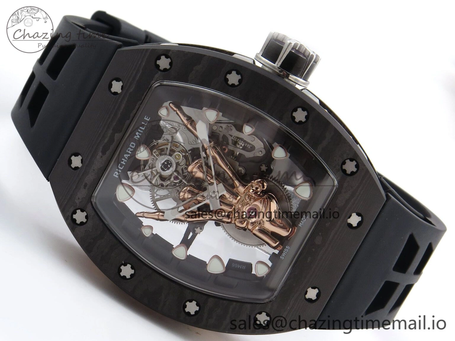 RM066 Real Forge Carbon RG YSF 1:1 Best Edition Skeleton Dial on Black Rubber Strap Asian Tourbillon AllSeason 9246