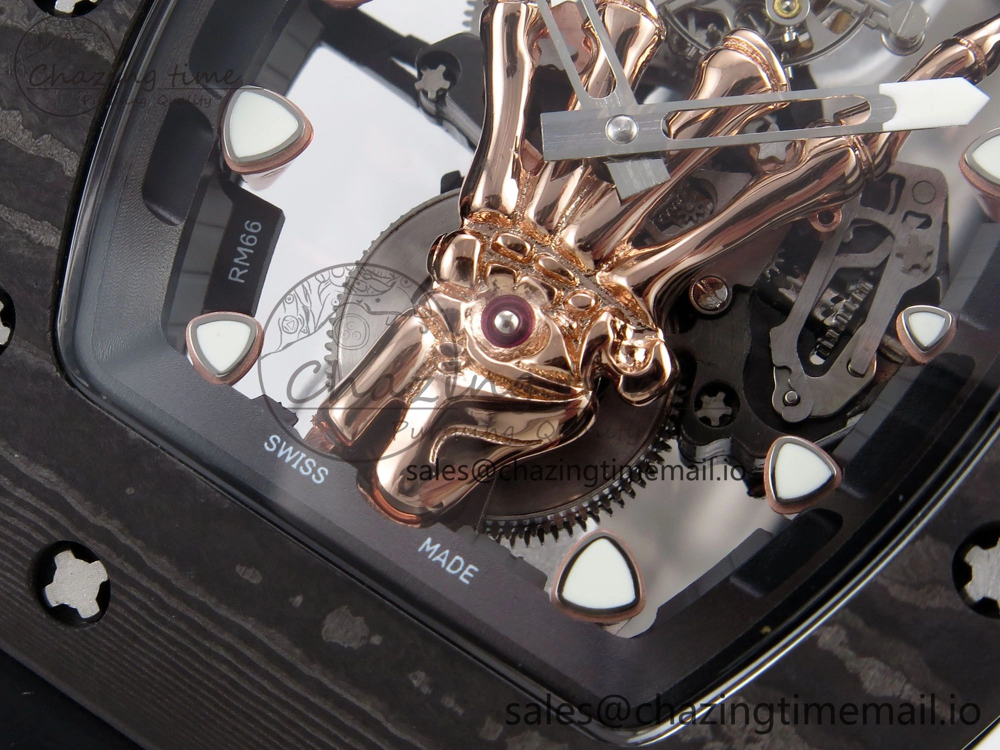 RM066 Real Forge Carbon RG YSF 1:1 Best Edition Skeleton Dial on Black Rubber Strap Asian Tourbillon AllSeason 9246