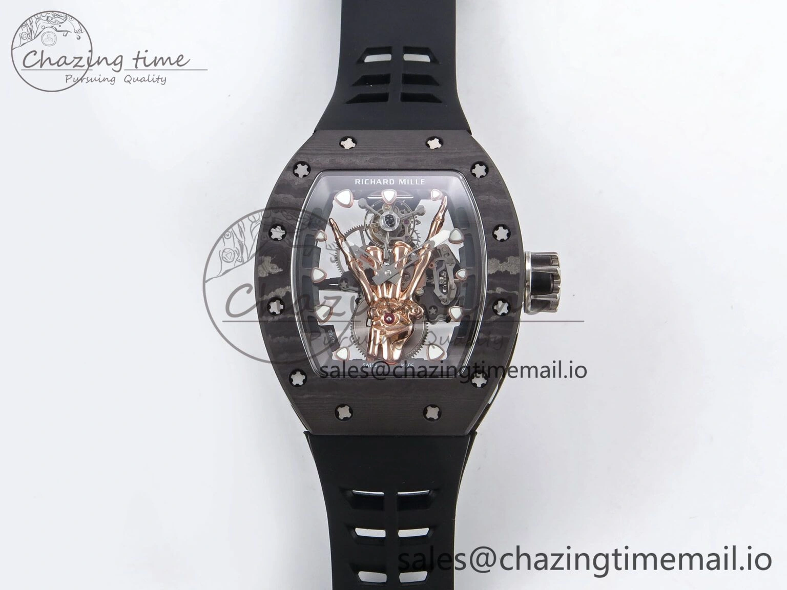 RM066 Real Forge Carbon RG YSF 1:1 Best Edition Skeleton Dial on Black Rubber Strap Asian Tourbillon AllSeason 9246