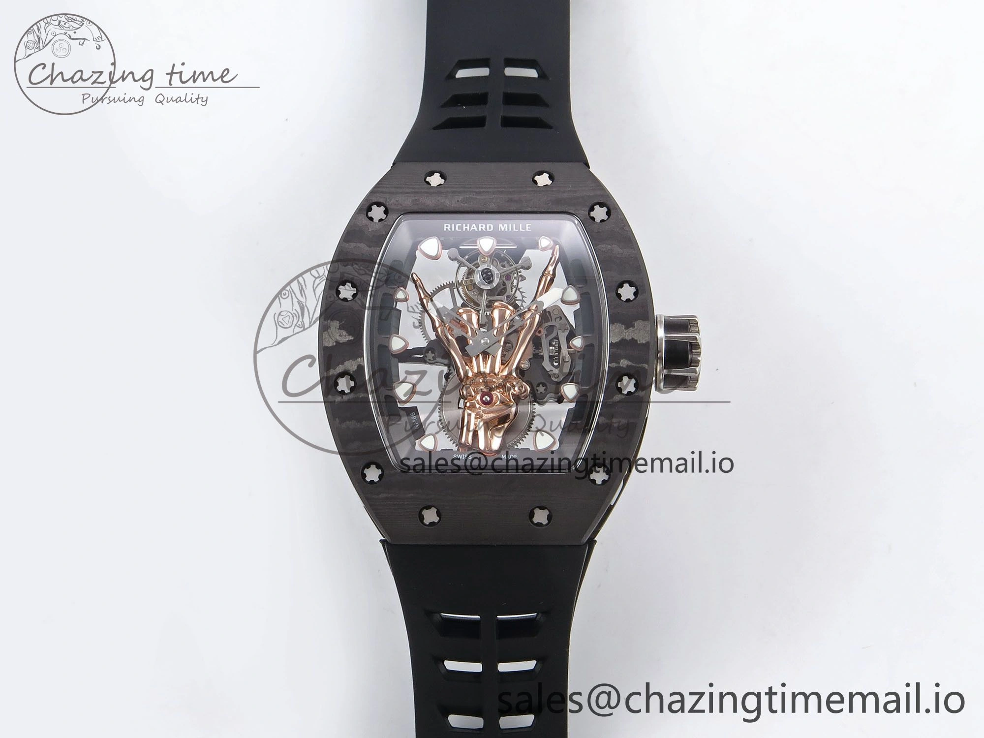 RM066 Real Forge Carbon RG YSF 1:1 Best Edition Skeleton Dial on Black Rubber Strap Asian Tourbillon AllSeason 9246