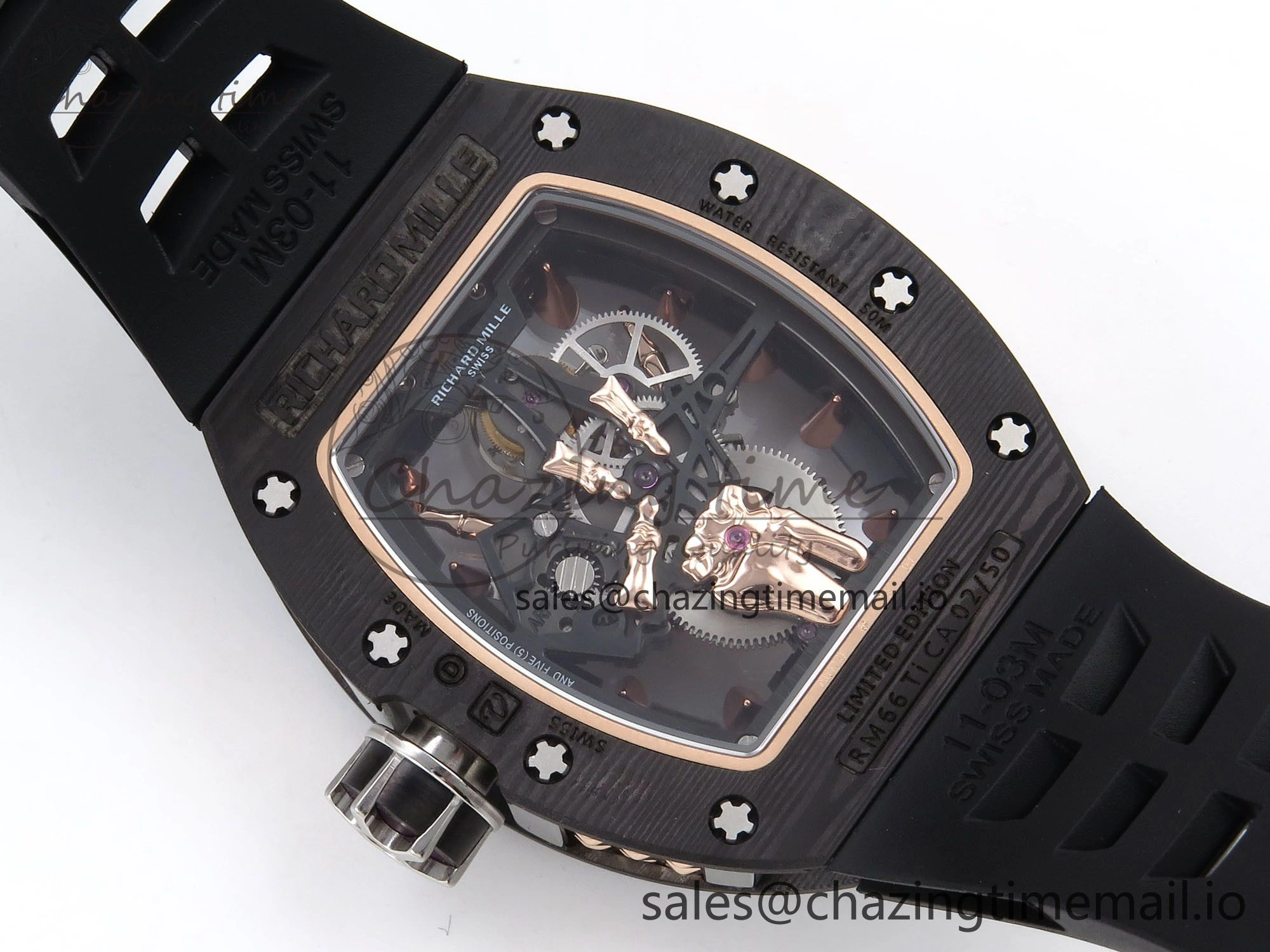 RM066 Real Forge Carbon RG YSF 1:1 Best Edition Skeleton Dial on Black Rubber Strap Asian Tourbillon AllSeason 9246