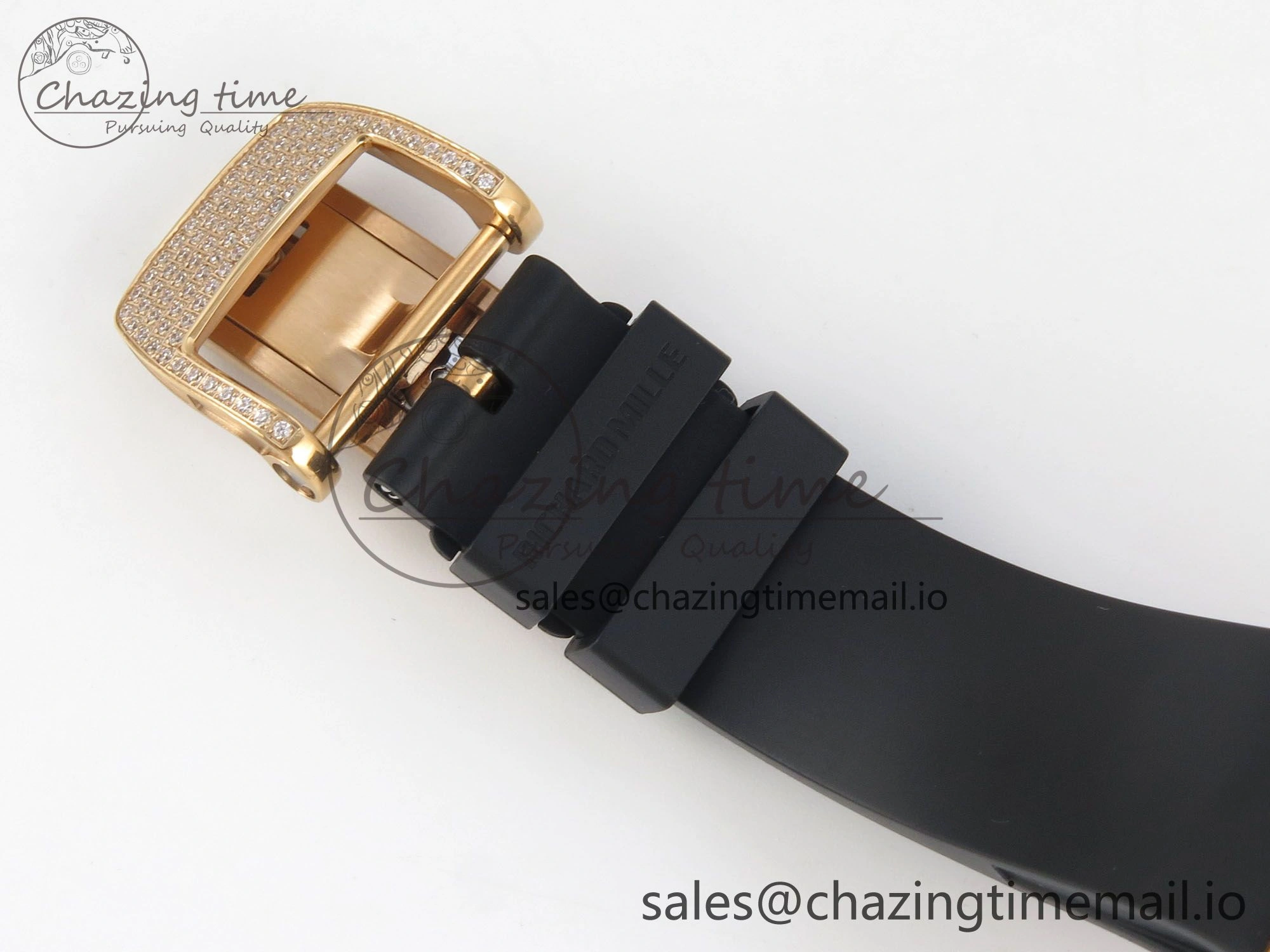 RM07 Ladies Full Diamonds RG ZF 1:1 Best Edition Red Dial on Black Rubber Strap CRMA2 Clone Effortless 9150