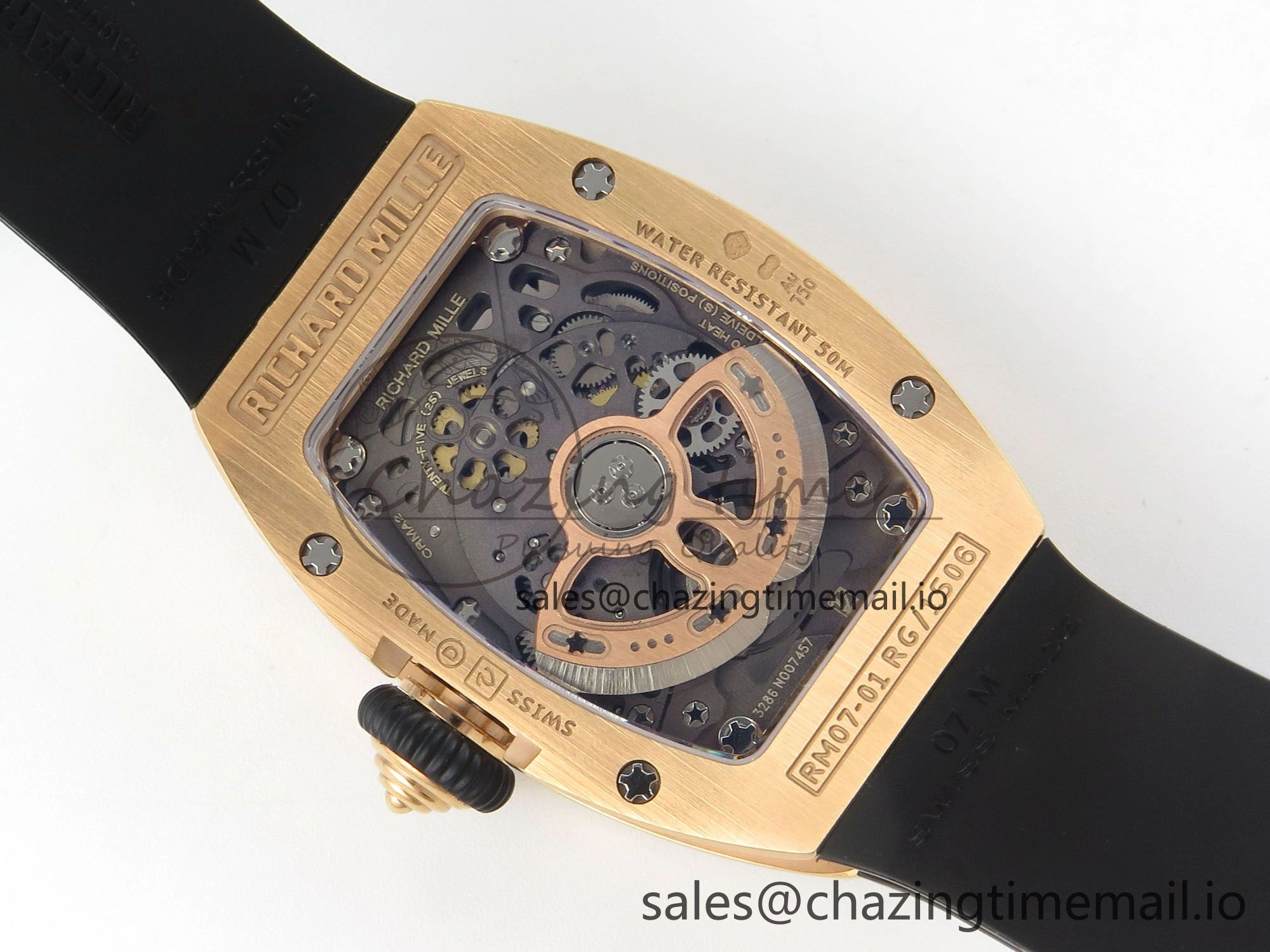RM07 Ladies Full Diamonds RG ZF 1:1 Best Edition Red Dial on Black Rubber Strap CRMA2 Clone Effortless 9150