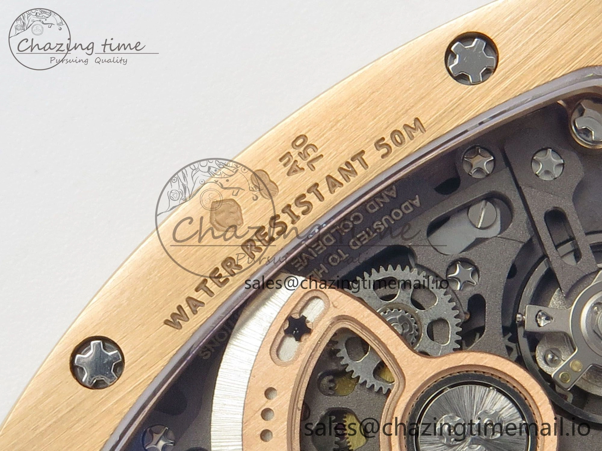 RM07 Ladies Full Diamonds RG ZF 1:1 Best Edition Red Dial on White Rubber Strap CRMA2 Clone RelaxedFit 9155
