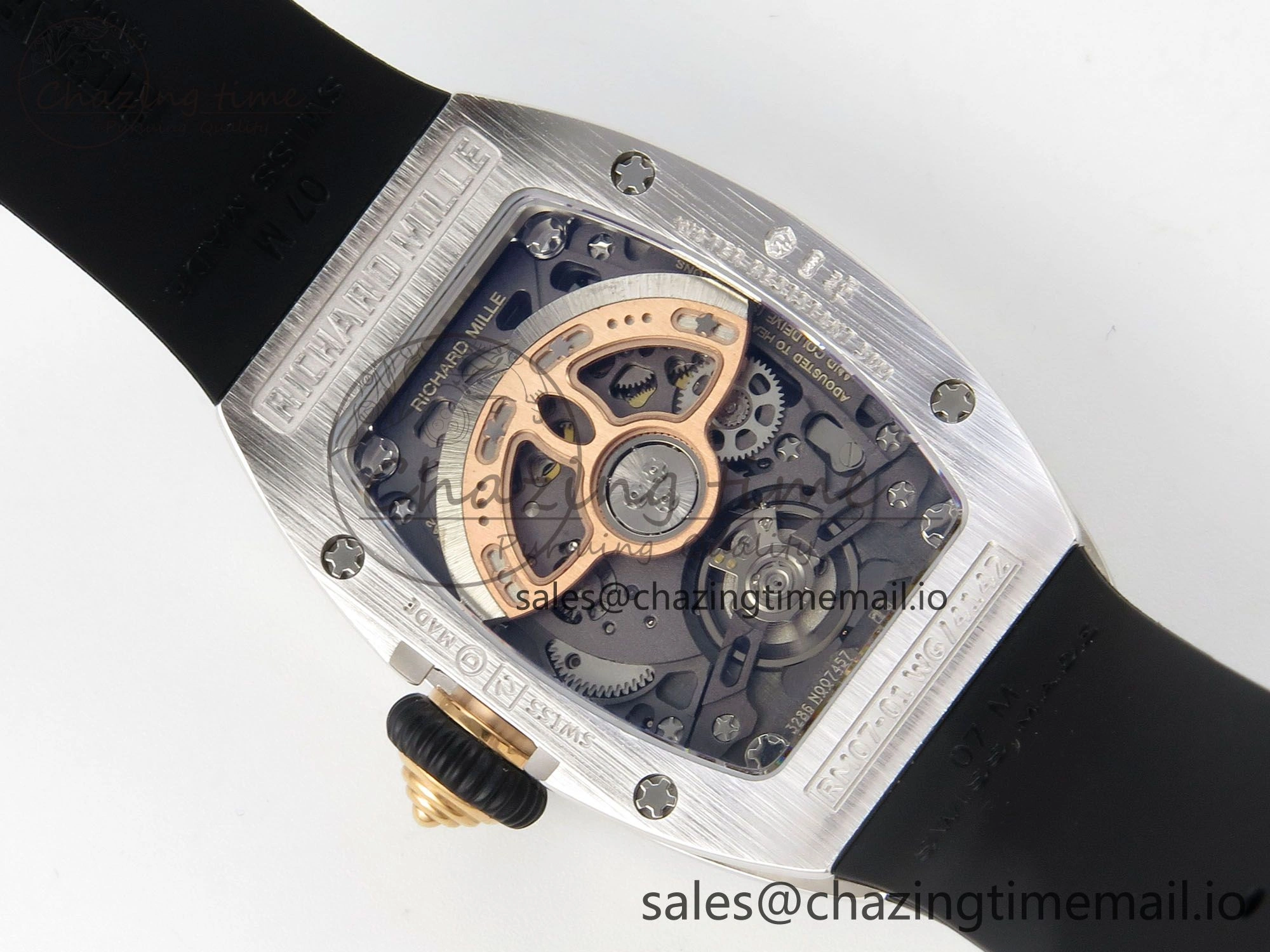 TopPick RM07 Ladies Full Diamonds SS ZF 1:1 Best Edition Black Dial on Black Rubber Strap CRMA2 Clone 9152