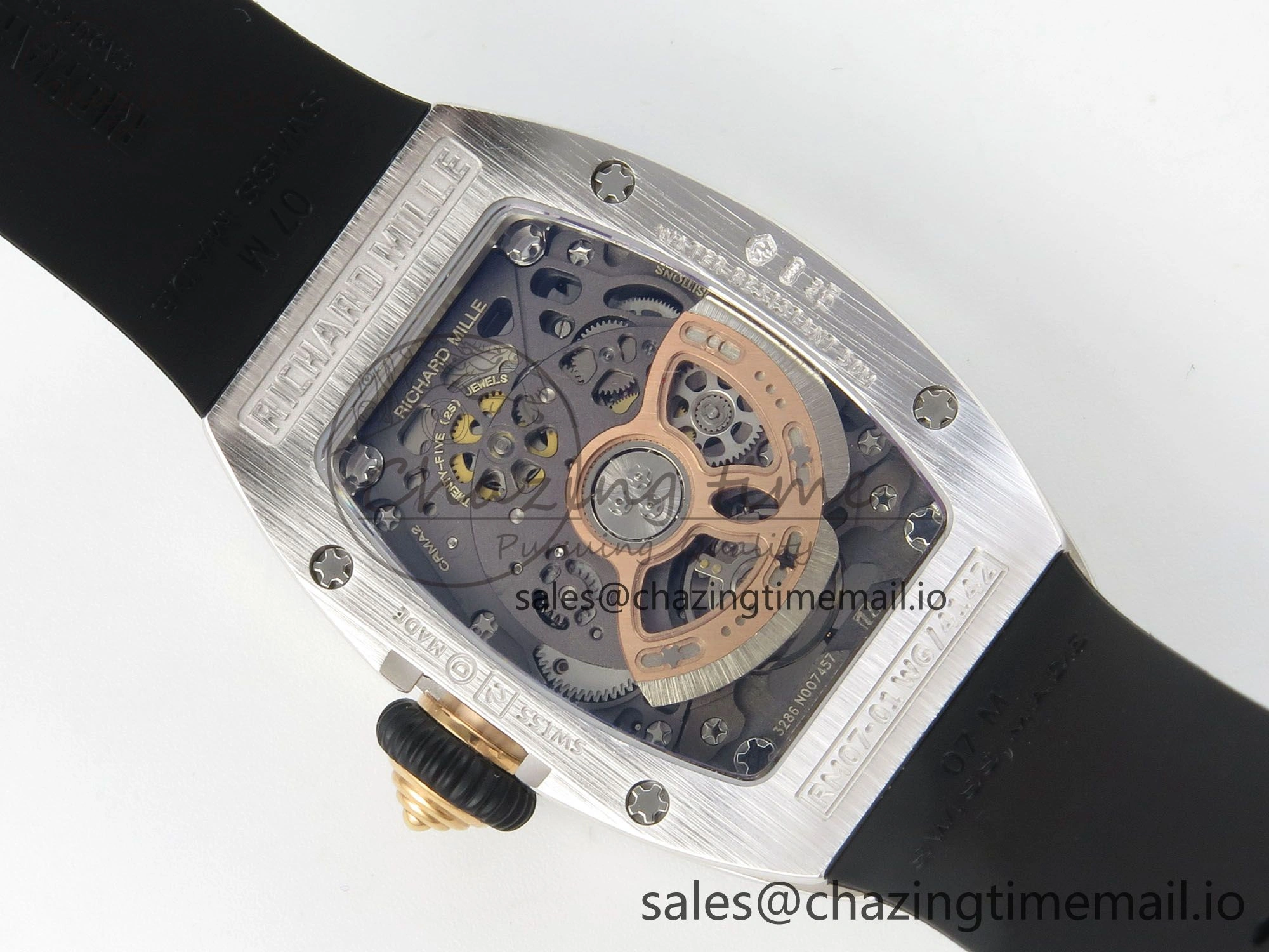 TopPick RM07 Ladies Full Diamonds SS ZF 1:1 Best Edition Black Dial on Black Rubber Strap CRMA2 Clone 9152