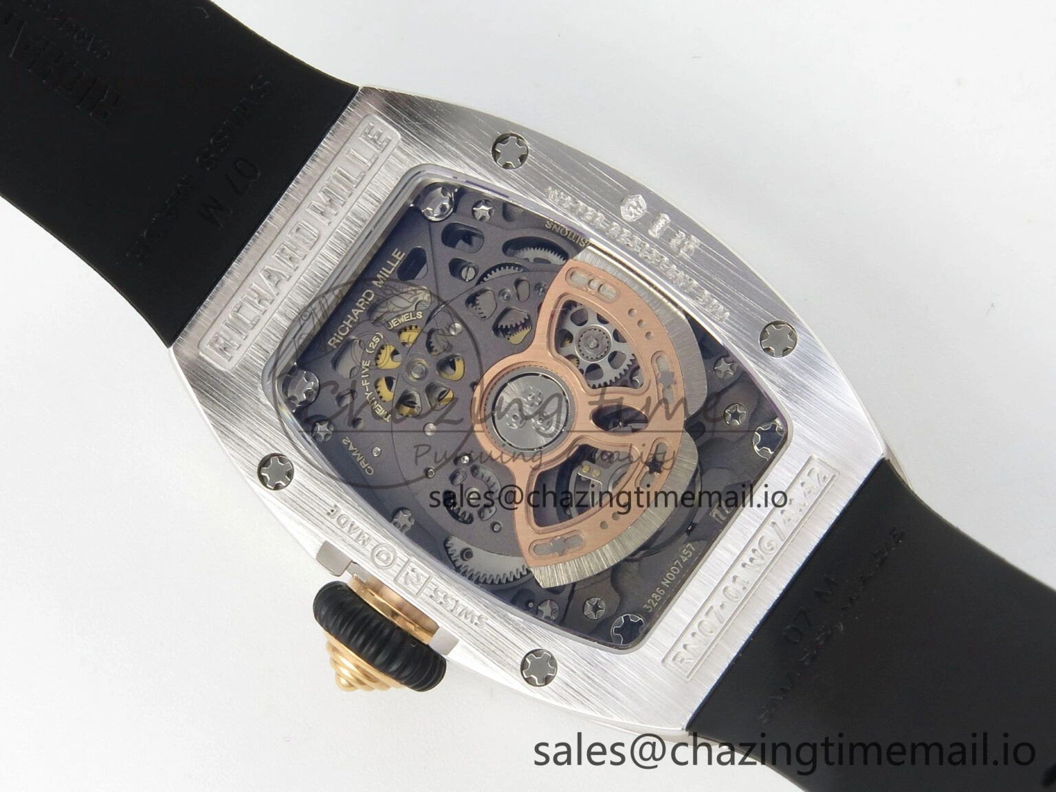 RM07 Ladies Full Diamonds SS ZF 1:1 Best Edition Red Dial on Black Rubber Strap CRMA2 Clone Original 9153