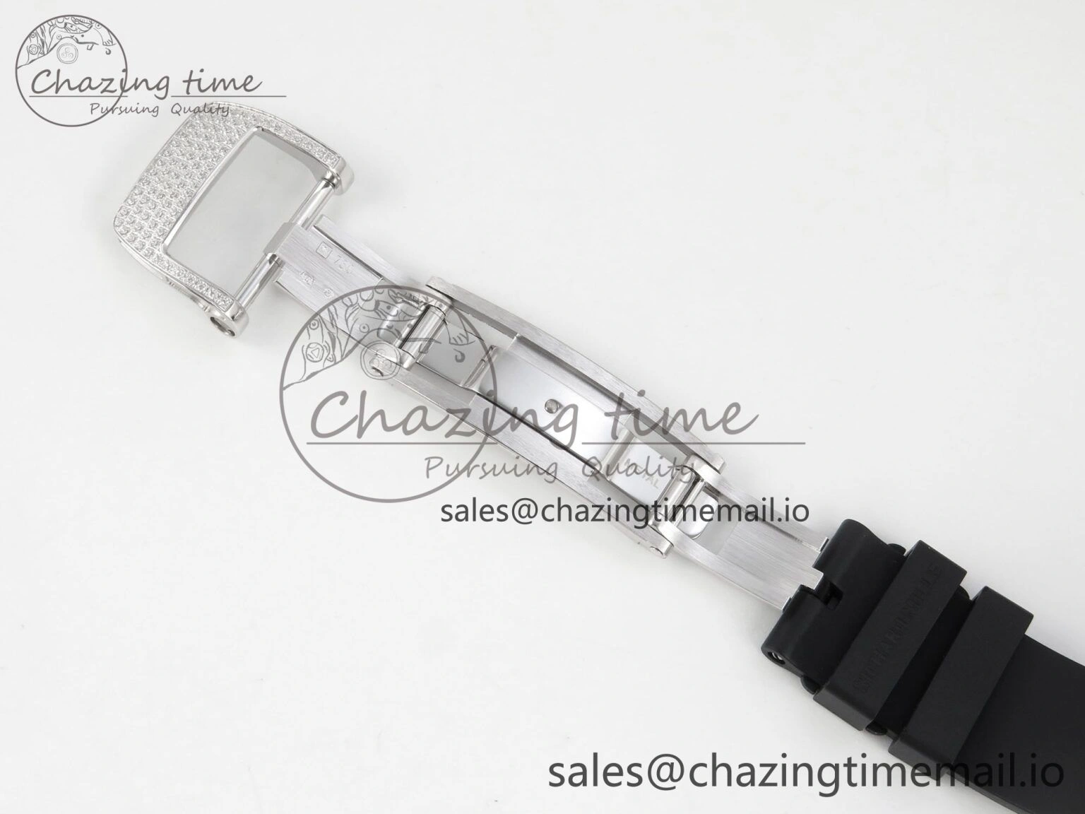 RM07 Ladies Full Diamonds SS ZF 1:1 Best Edition Red Dial on Black Rubber Strap CRMA2 Clone Original 9153