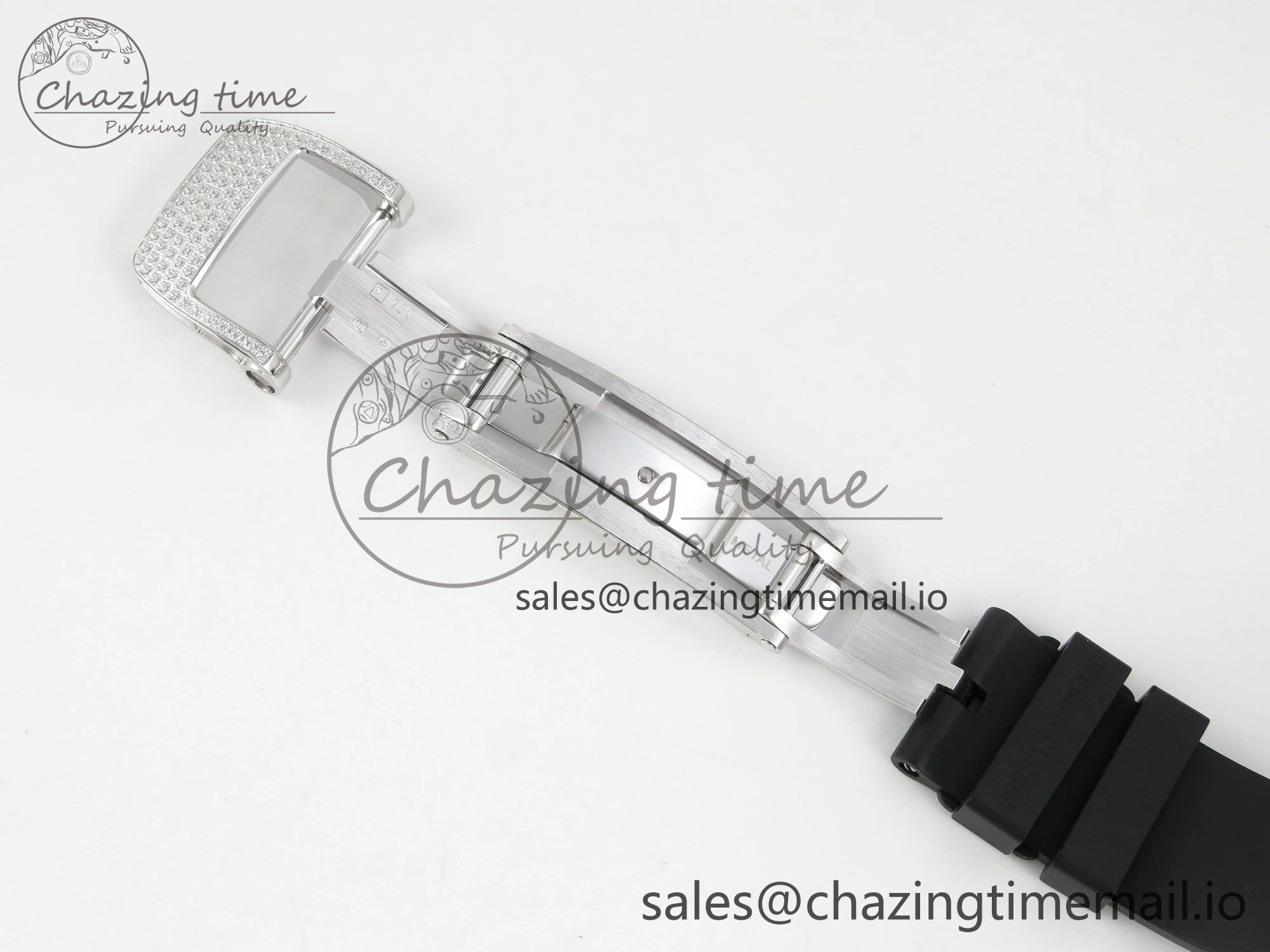 RM07 Ladies Full Diamonds SS ZF 1:1 Best Edition Red Dial on Black Rubber Strap CRMA2 Clone Original 9153