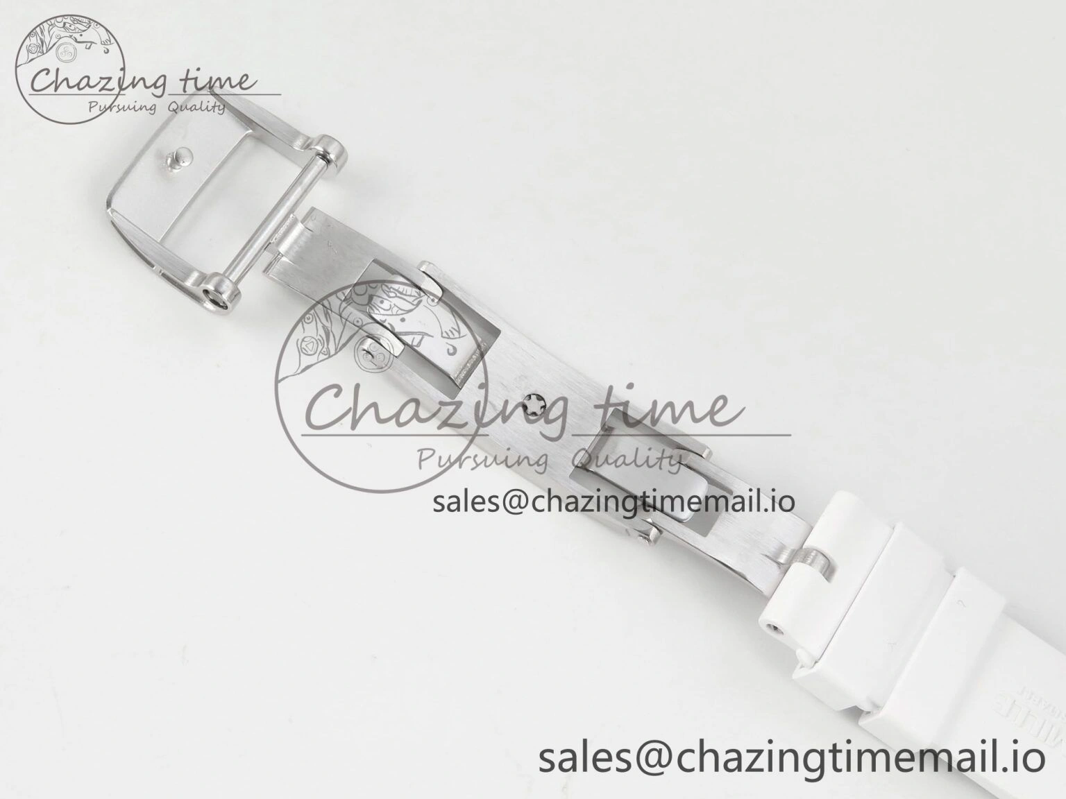 RM07 Ladies Full Diamonds SS ZF 1:1 Best Edition Red Dial on White Rubber Strap CRMA2 Clone EasyMatch 9157
