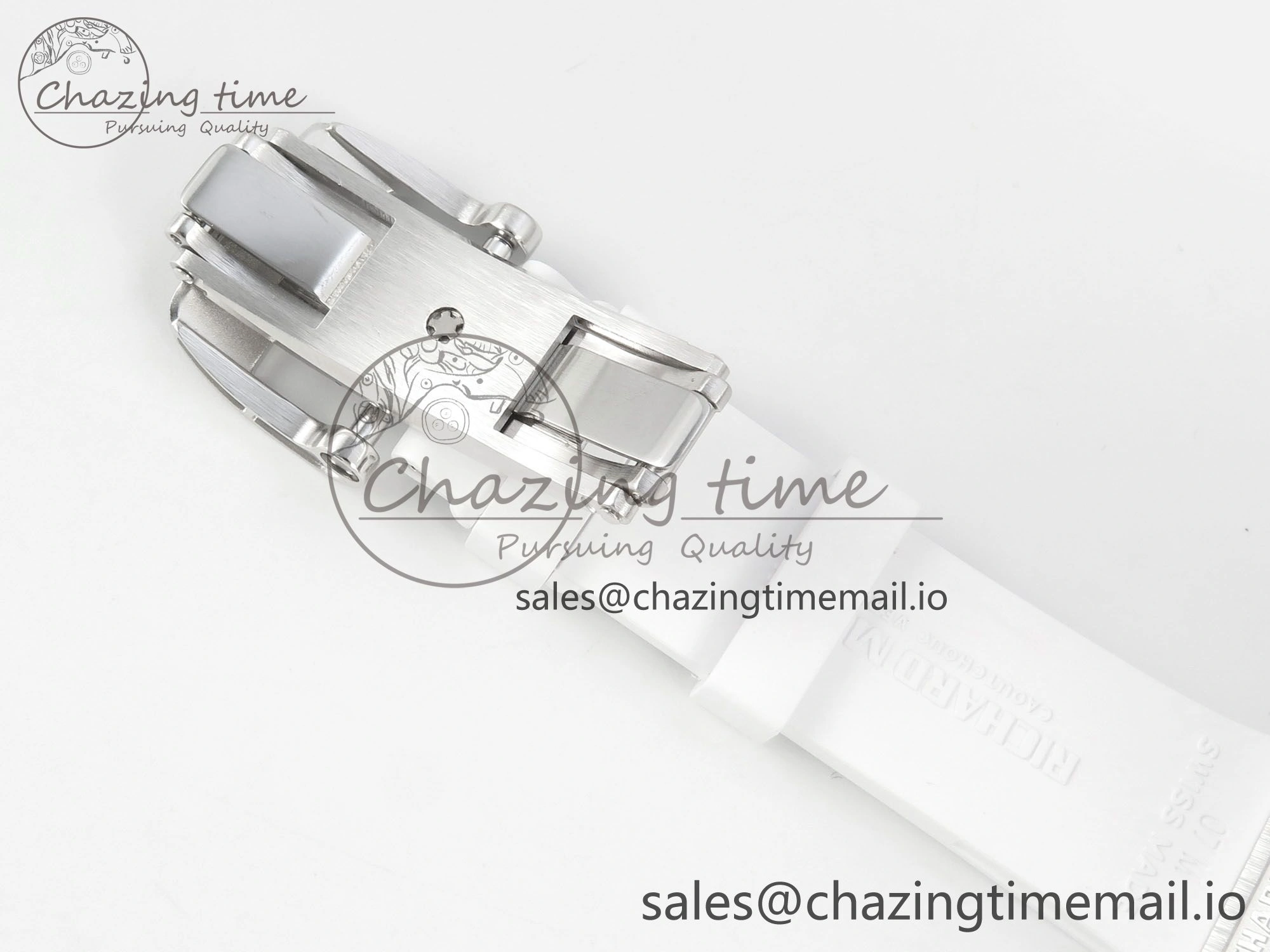 RM07 Ladies Full Diamonds SS ZF 1:1 Best Edition Red Dial on White Rubber Strap CRMA2 Clone EasyMatch 9157
