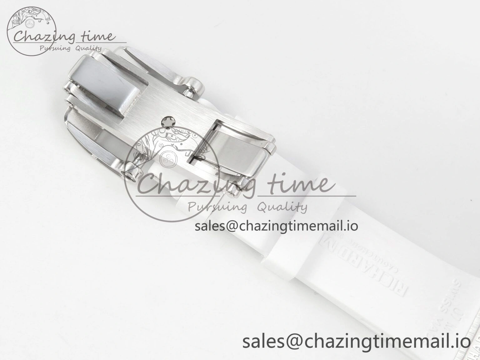 RM07 Ladies Full Diamonds SS ZF 1:1 Best Edition White MOP Dial on White Rubber Strap CRMA2 Clone Thermal 9156