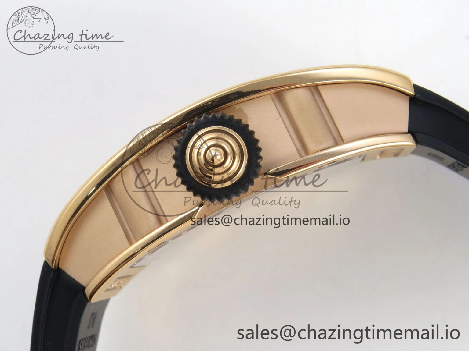Durable RM07 Ladies RG Diamonds Bezel ZF 1:1 Best Edition Black Diamonds Skeleton Dial on Black Rubber Strap CRMA2 Clone 9160