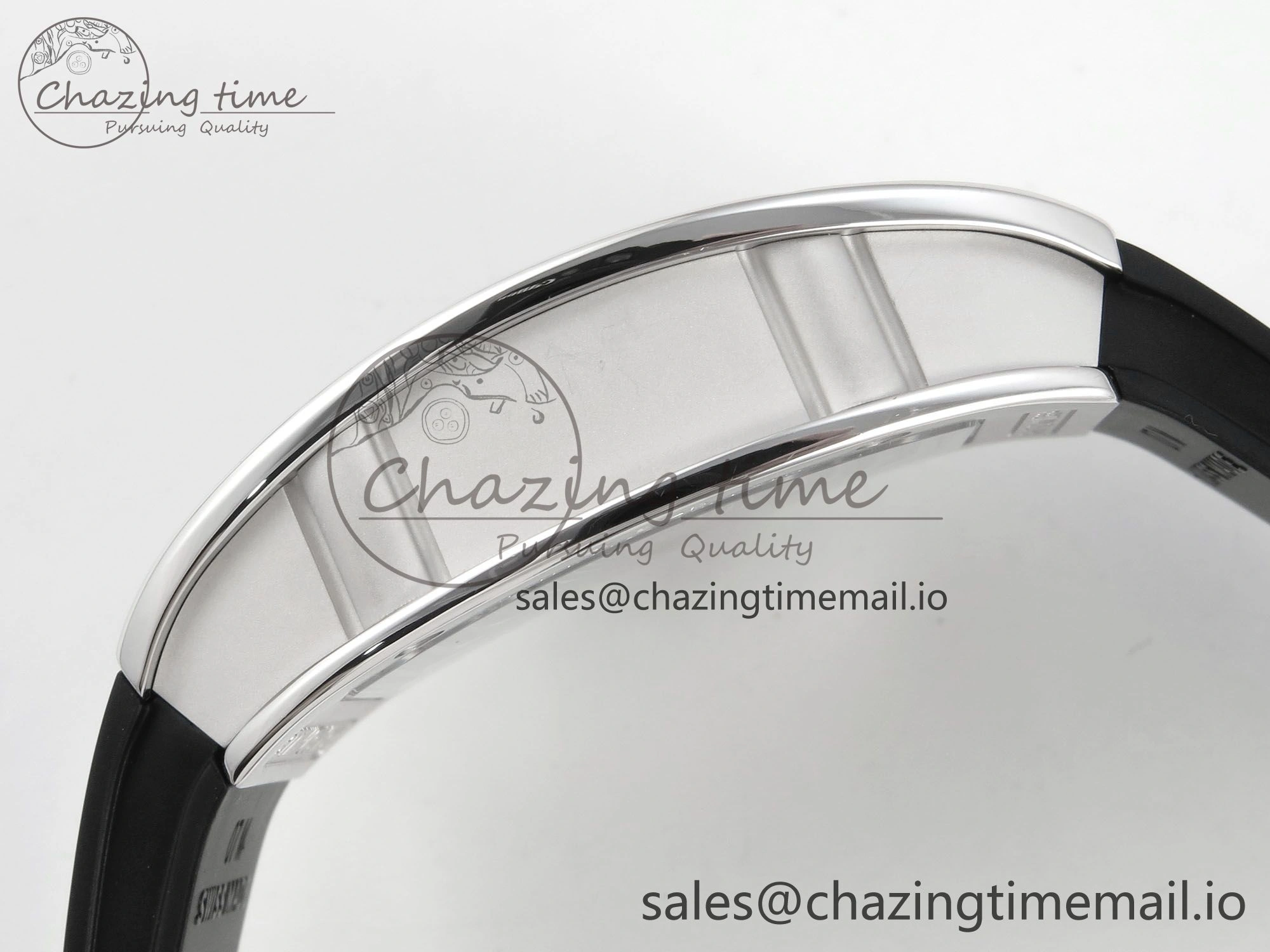 RM07 Ladies SS Diamonds Bezel ZF 1:1 Best Edition Black Diamonds Skeleton Dial on Black Rubber Strap CRMA2 Clone Classic 9158
