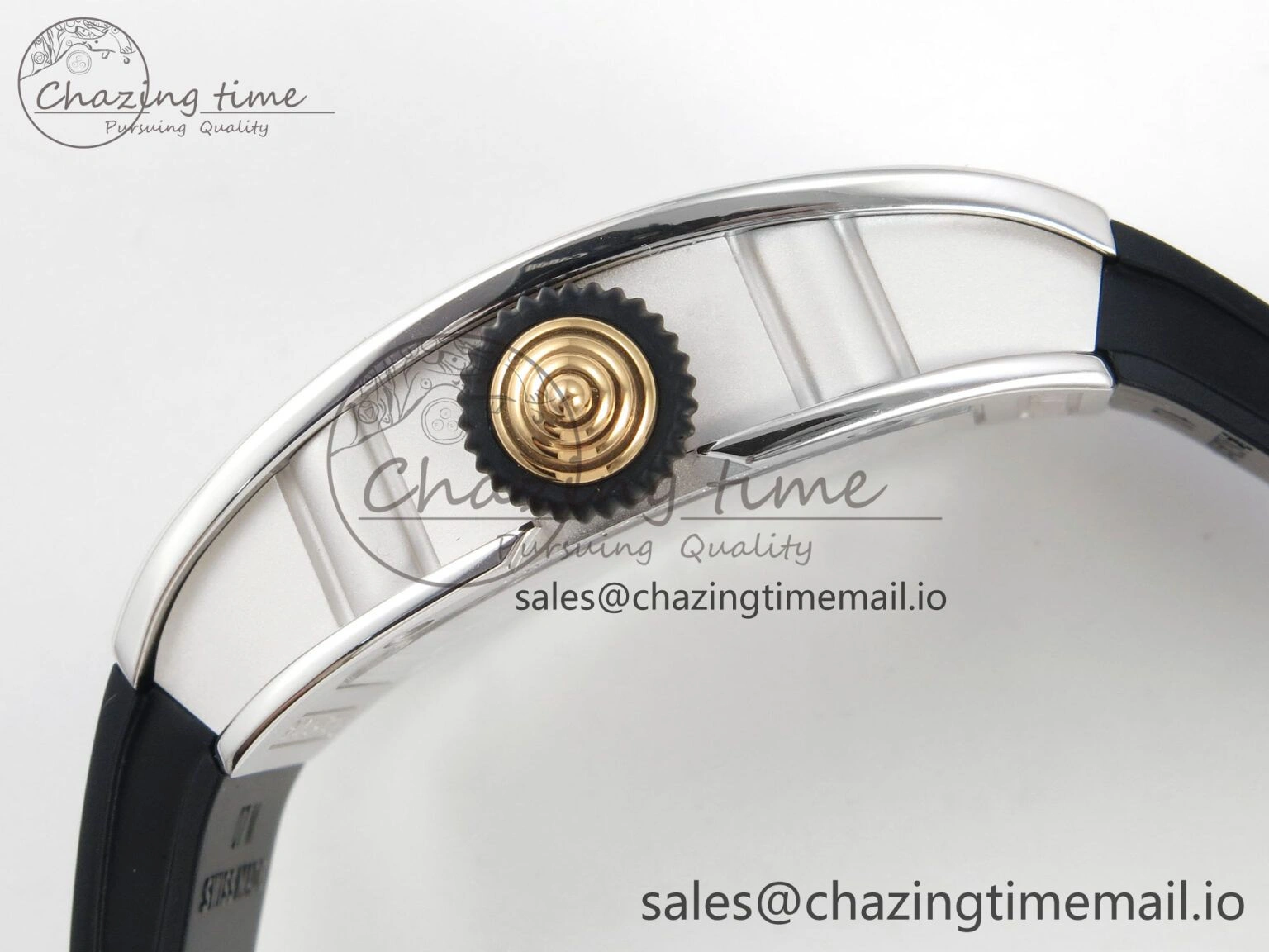 RM07 Ladies SS Diamonds Bezel ZF 1:1 Best Edition Black Diamonds Skeleton Dial on Black Rubber Strap CRMA2 Clone Classic 9158