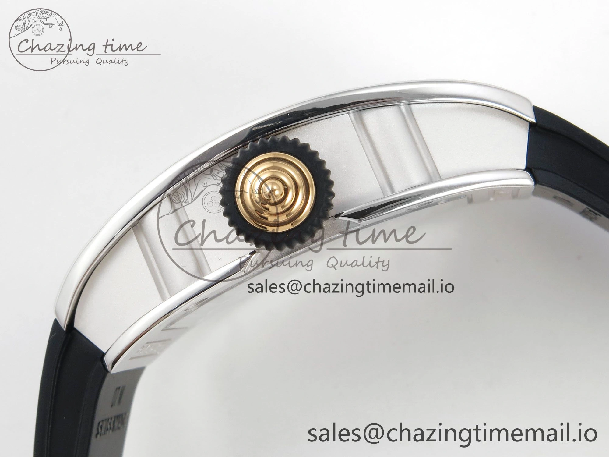 RM07 Ladies SS Diamonds Bezel ZF 1:1 Best Edition Black Diamonds Skeleton Dial on Black Rubber Strap CRMA2 Clone Classic 9158