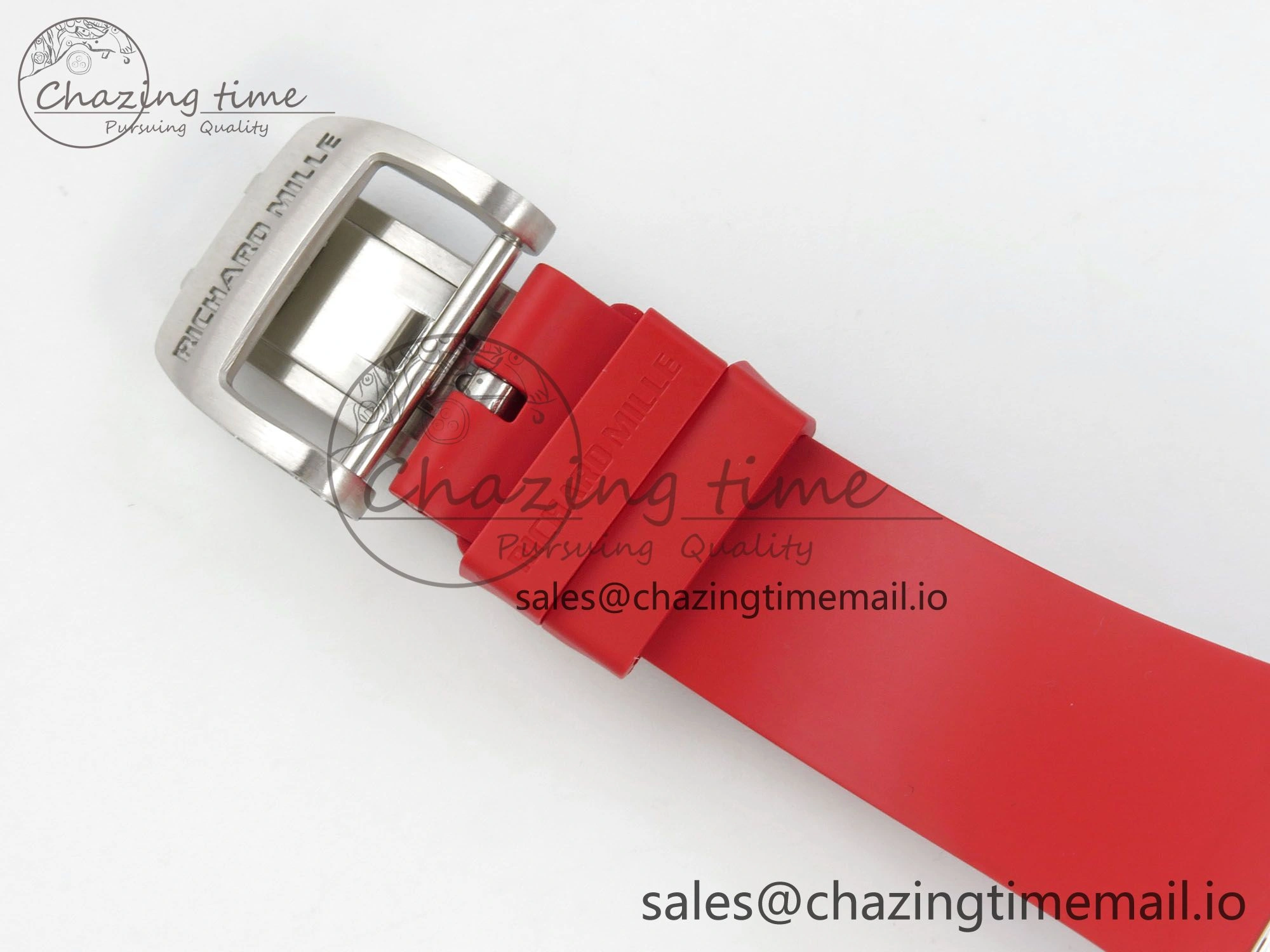 GoodFit RM07 Ladies SS Diamonds Bezel ZF 1:1 Best Edition Red Diamonds Skeleton Dial on Red Rubber Strap CRMA2 Clone 9161