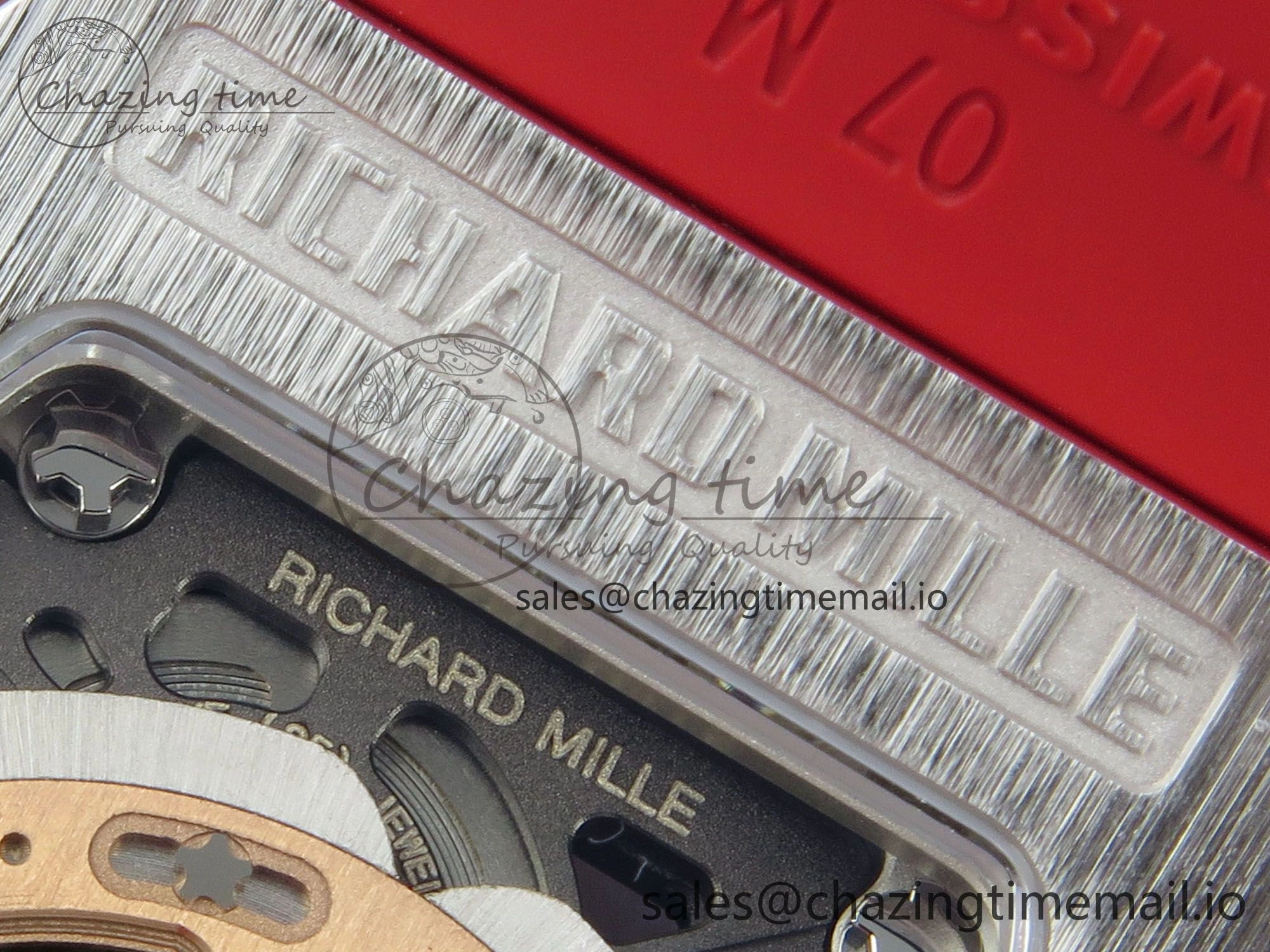 GoodFit RM07 Ladies SS Diamonds Bezel ZF 1:1 Best Edition Red Diamonds Skeleton Dial on Red Rubber Strap CRMA2 Clone 9161