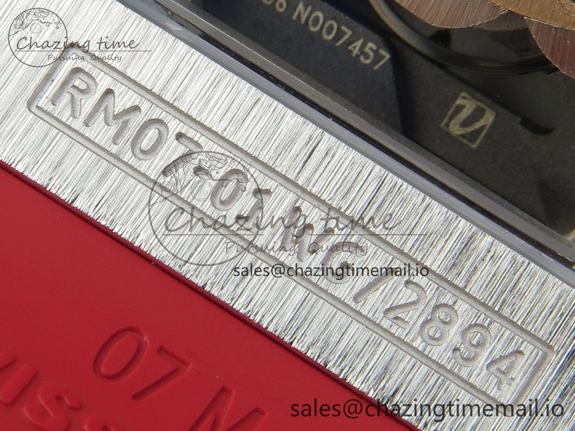GoodFit RM07 Ladies SS Diamonds Bezel ZF 1:1 Best Edition Red Diamonds Skeleton Dial on Red Rubber Strap CRMA2 Clone 9161