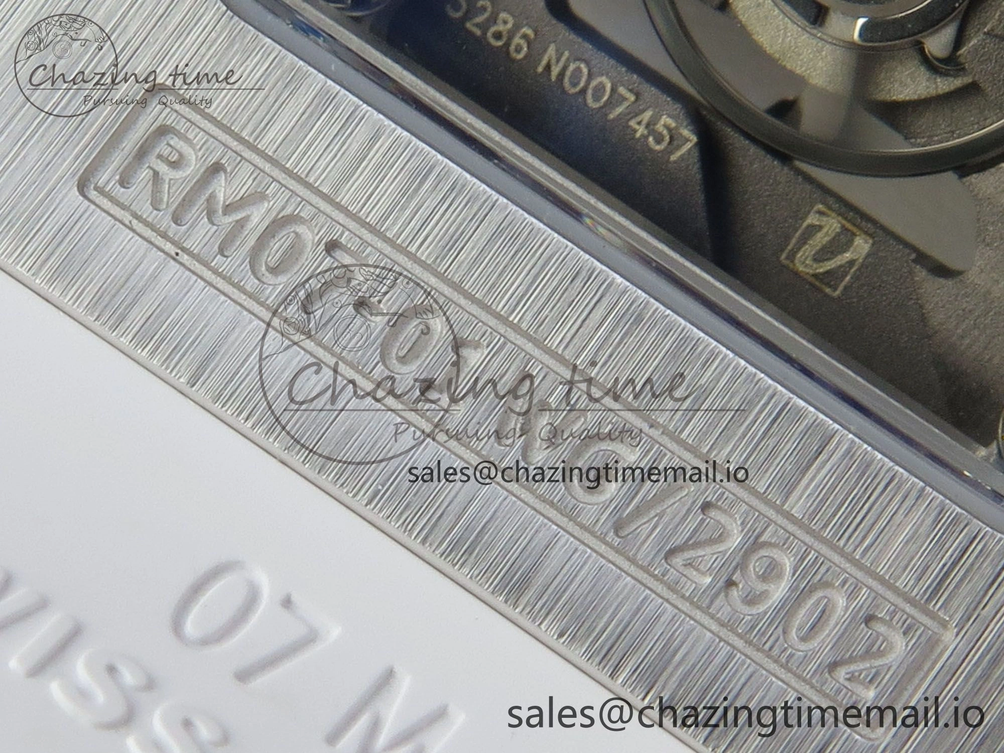 RM07 Ladies SS Diamonds Bezel ZF 1:1 Best Edition Red Diamonds Skeleton Dial on White Rubber Strap CRMA2 Clone Thermal 9164