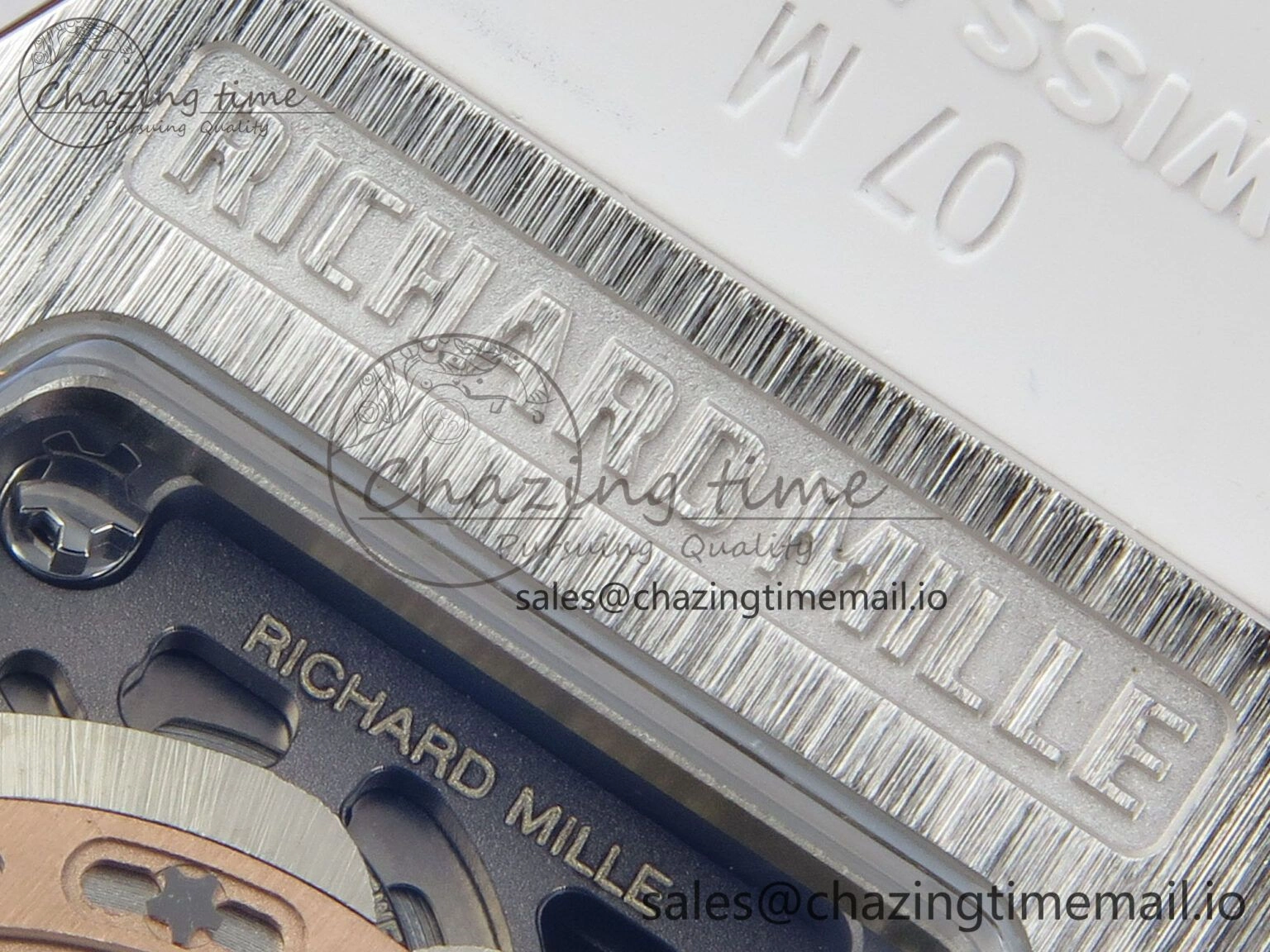RM07 Ladies SS Diamonds Bezel ZF 1:1 Best Edition Red Diamonds Skeleton Dial on White Rubber Strap CRMA2 Clone Thermal 9164