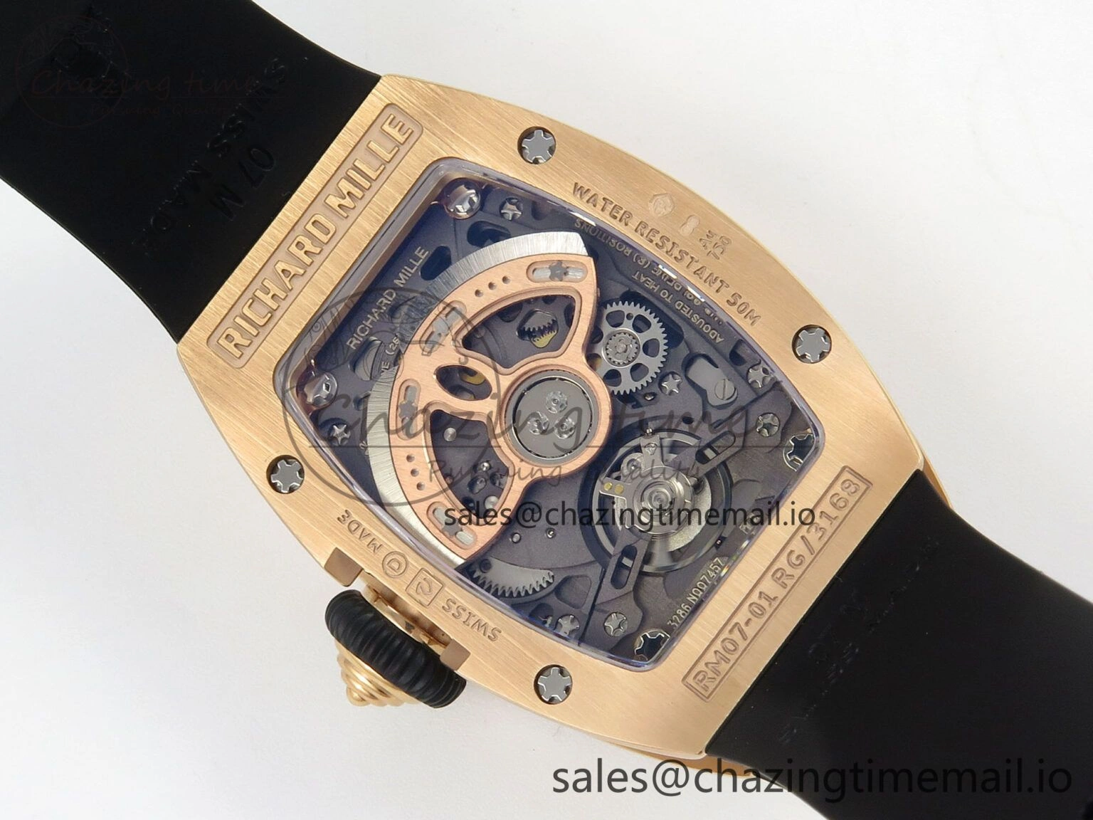 RM07 Ladies Snow Diamonds RG ZF 1:1 Best Edition Black Dial on Black Rubber Strap CRMA2 Clone FlexibleFit 9148
