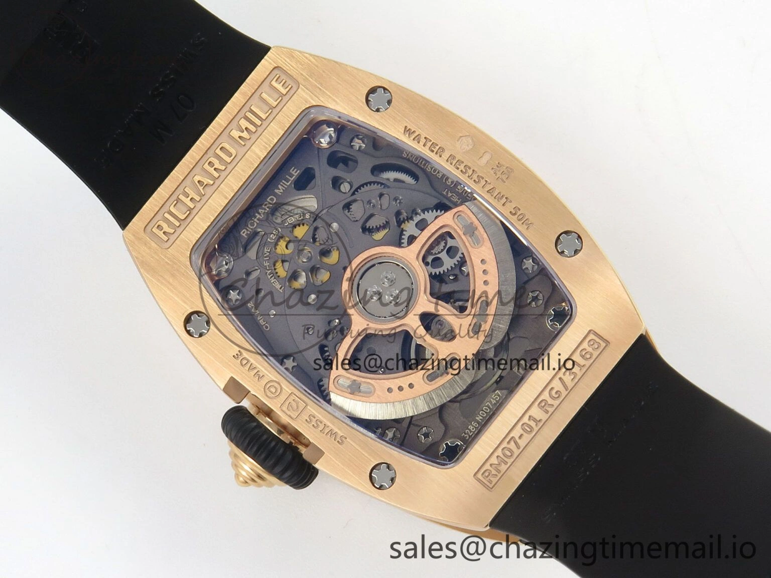 RM07 Ladies Snow Diamonds RG ZF 1:1 Best Edition Black Dial on Black Rubber Strap CRMA2 Clone FlexibleFit 9148