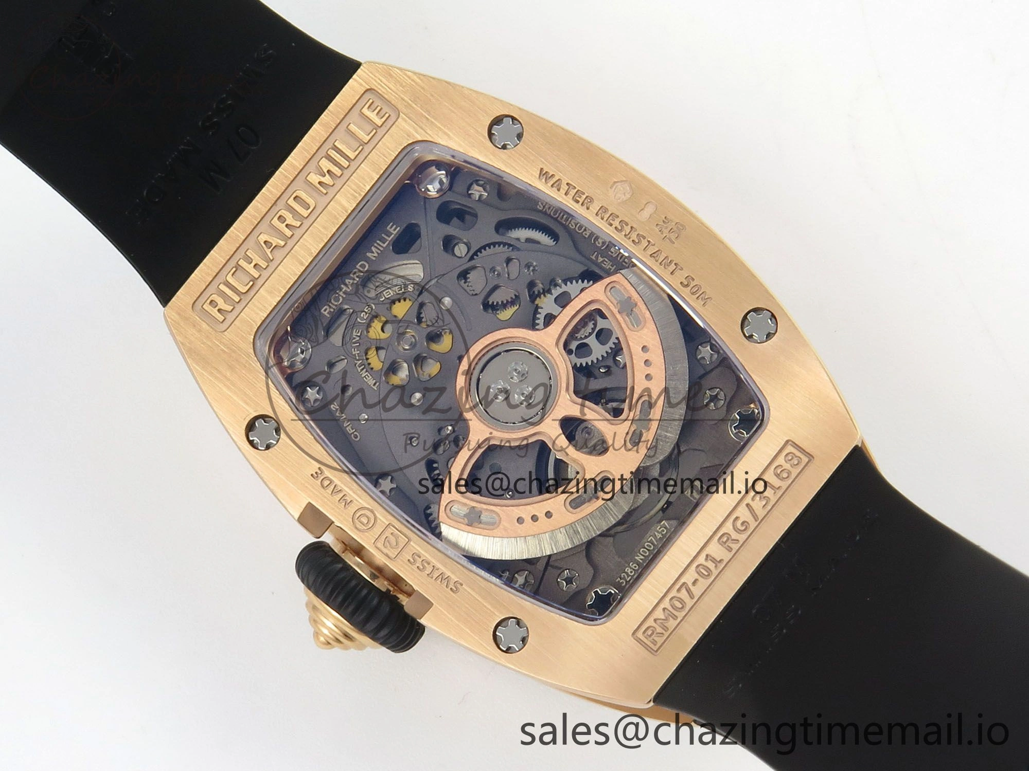 RM07 Ladies Snow Diamonds RG ZF 1:1 Best Edition Black Dial on Black Rubber Strap CRMA2 Clone FlexibleFit 9148