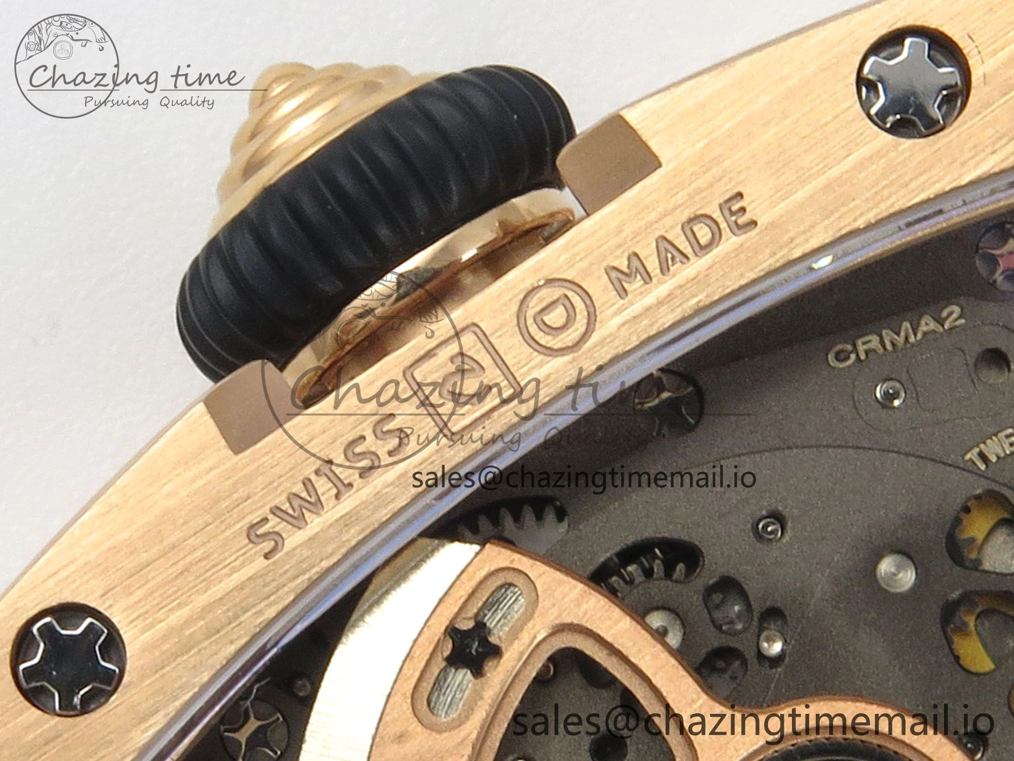 RM07 Ladies Snow Diamonds RG ZF 1:1 Best Edition Black Dial on Black Rubber Strap CRMA2 Clone FlexibleFit 9148