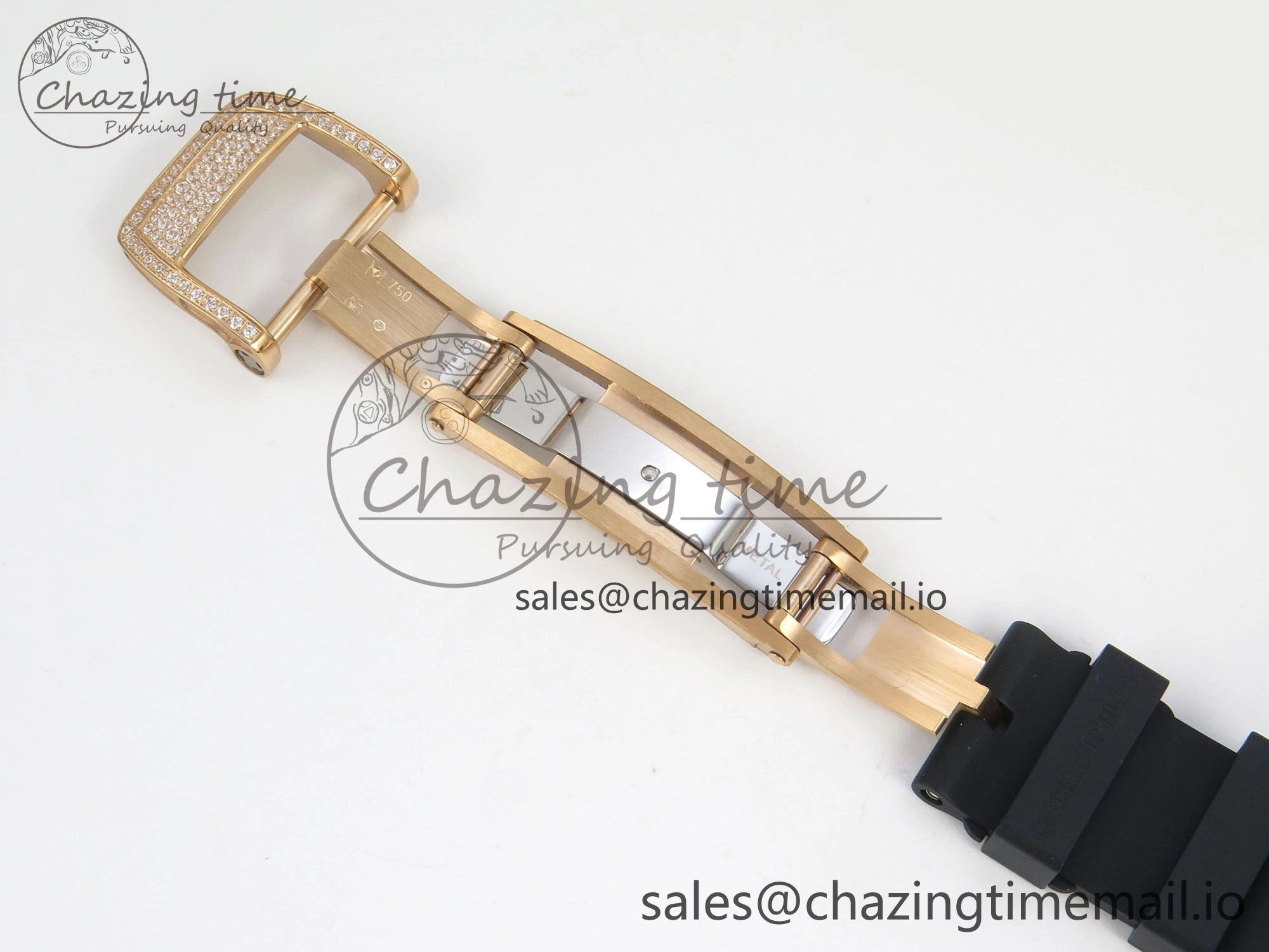 RM07 Ladies Snow Diamonds RG ZF 1:1 Best Edition Black Dial on Black Rubber Strap CRMA2 Clone FlexibleFit 9148