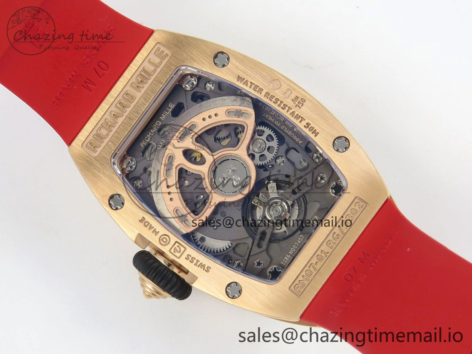 RM07 Ladies Snow Diamonds RG ZF 1:1 Best Edition Red Dial on Red Rubber Strap CRMA2 Clone Bright 9149